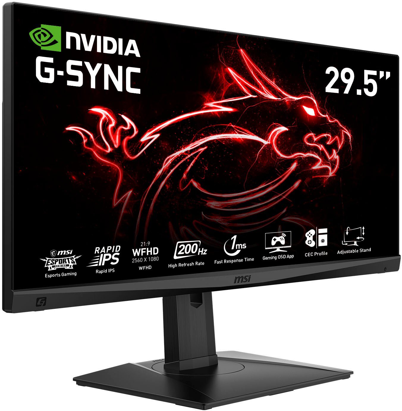 MSI Optix MAG301RF Gaming-Monitor (75 cm/29,5 ", 2560 x 1080 px, WFHD, 1 ms Reaktionszeit, 200 Hz, VA LED, 3 Jahre Herstellergarantie, höhenverstellbar, USB-C)