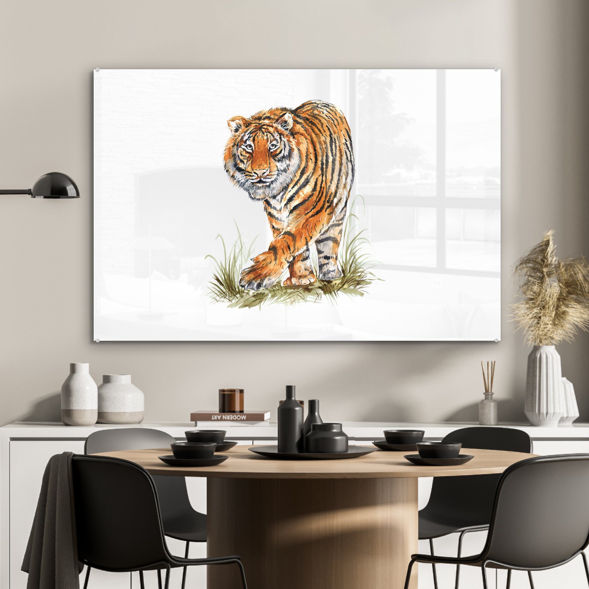 MuchoWow Acrylglasbild Tiger - Beine Wohnzimmer & - Weiß, Schlafzimmer St), (1 Acrylglasbilder
