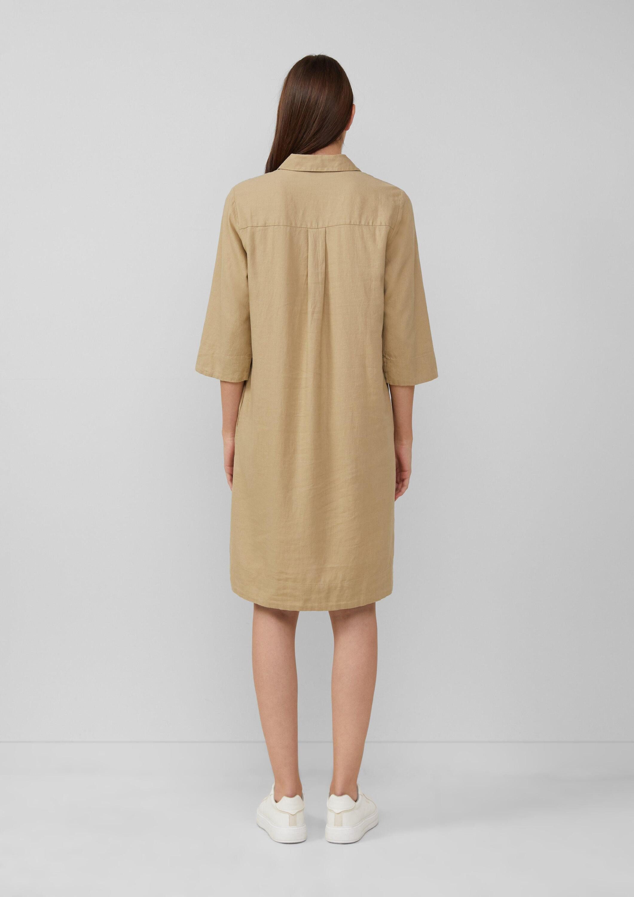 s.Oliver Minikleid Kleid Kurzes Blusenkleid aus Leinenmix mit Eingrifftaschen