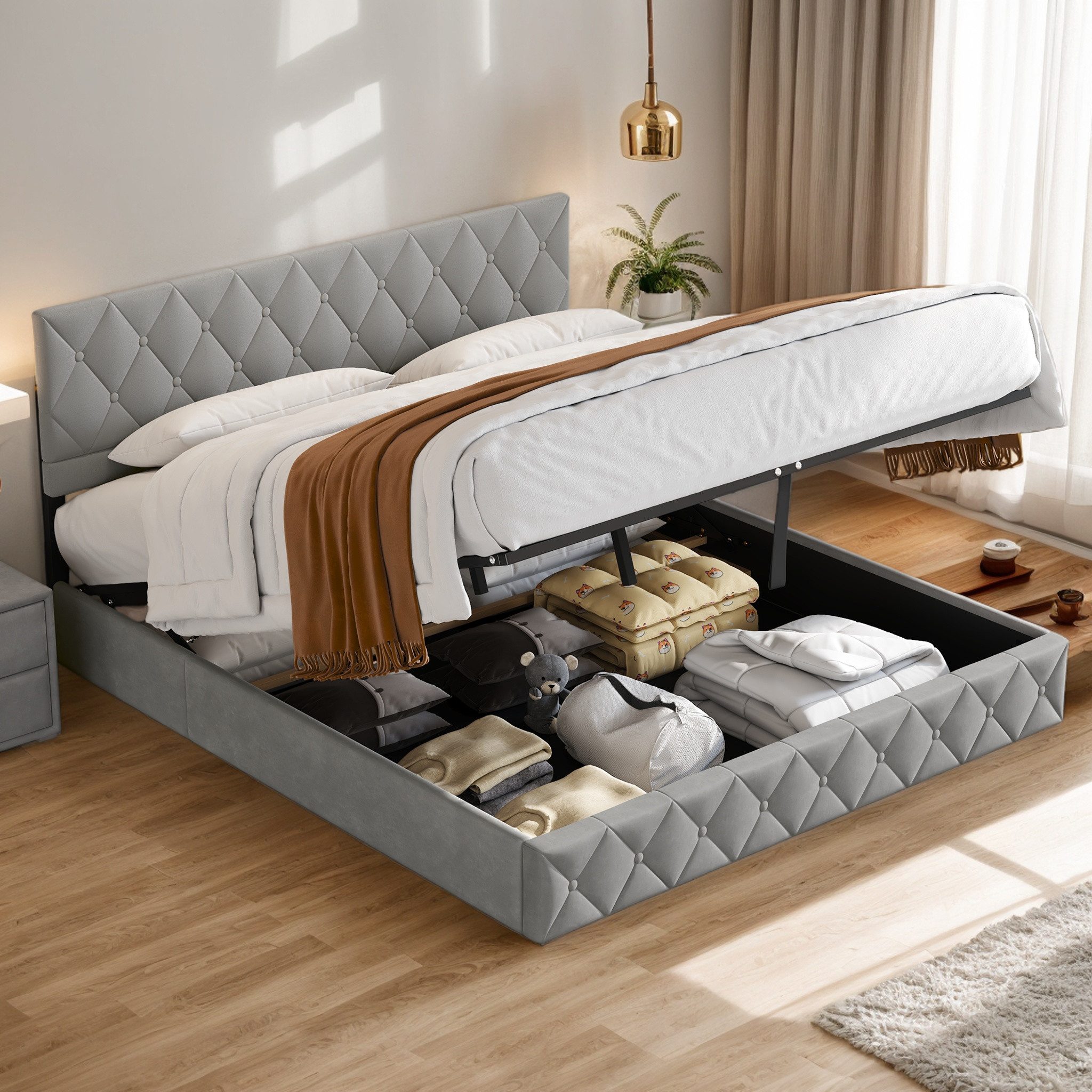 MODFU Polsterbett Funktionsbett Stauraumbett (Strapazierfähig und günstig online kaufen