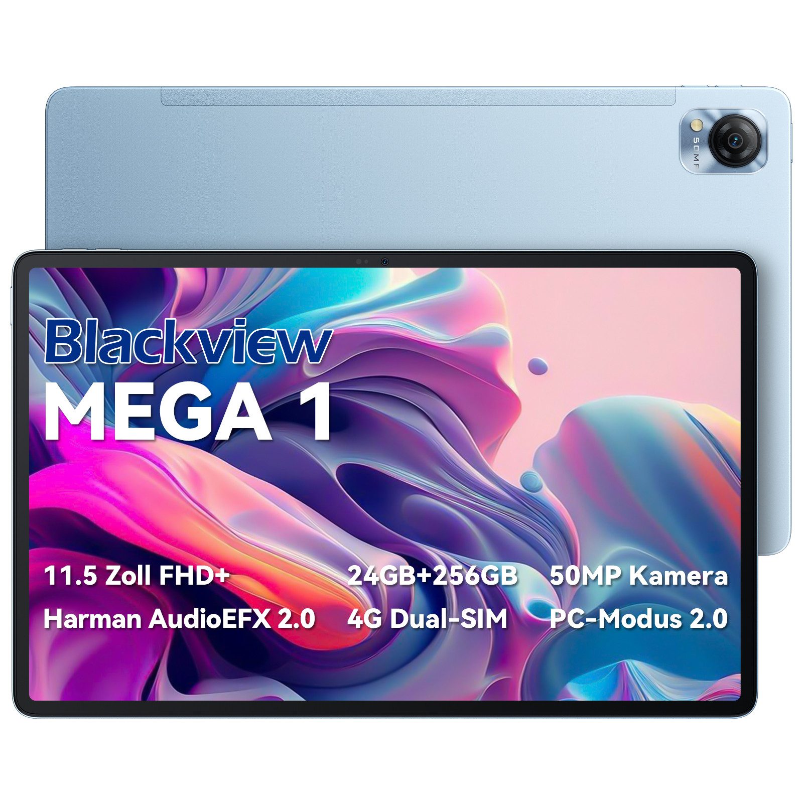 blackview Mega1(12+256) Tablet (11.5", 256 GB, 4G LTE, 2.4K 120 Hz Display, 50MP Kamera, Unterstützt PC-Modus, mit Hülle)