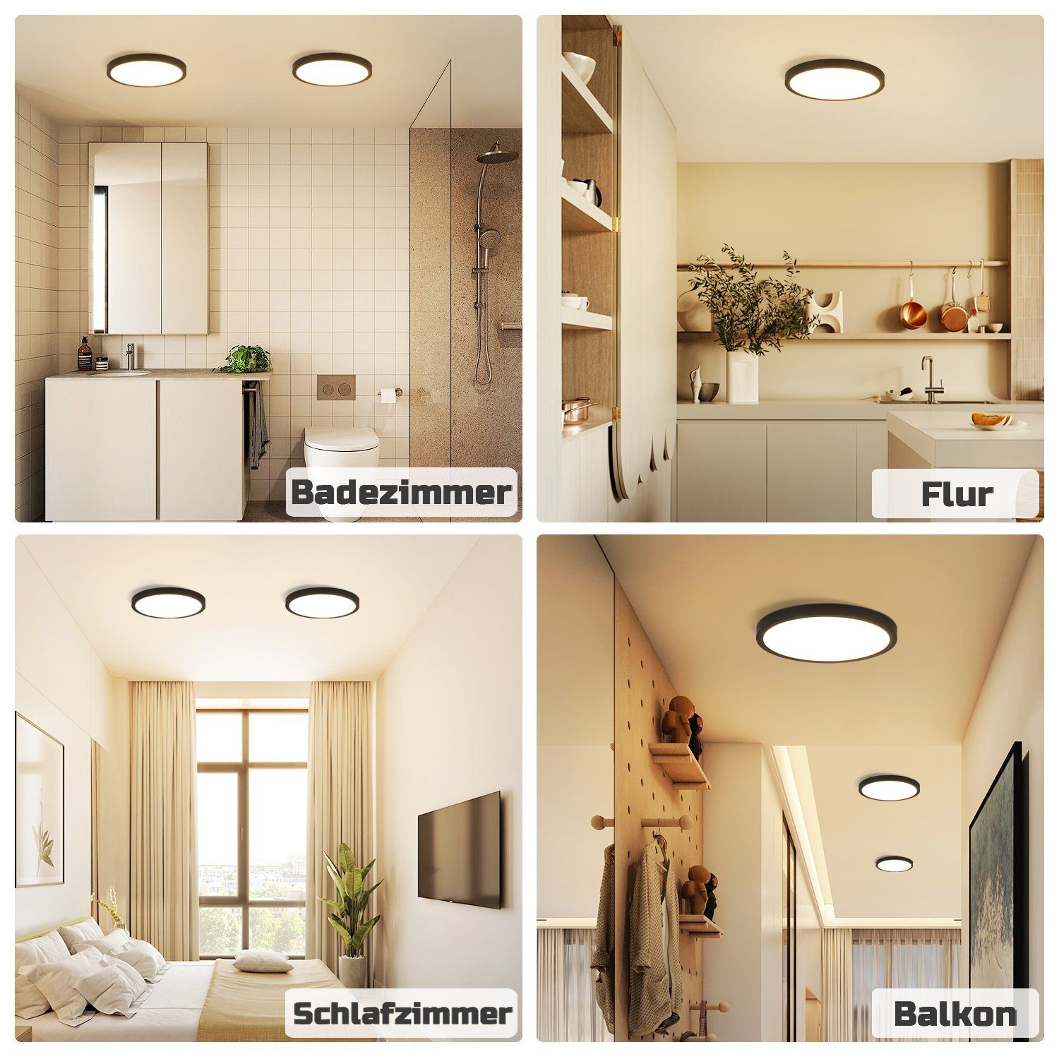 ZMH LED Deckenleuchte Wohnzimmer Ø18/27 Modern Küchenlampe Flur Schlafzimmer, Augenschutz, Einfache Installtion, LED fest integriert, Warmweiß