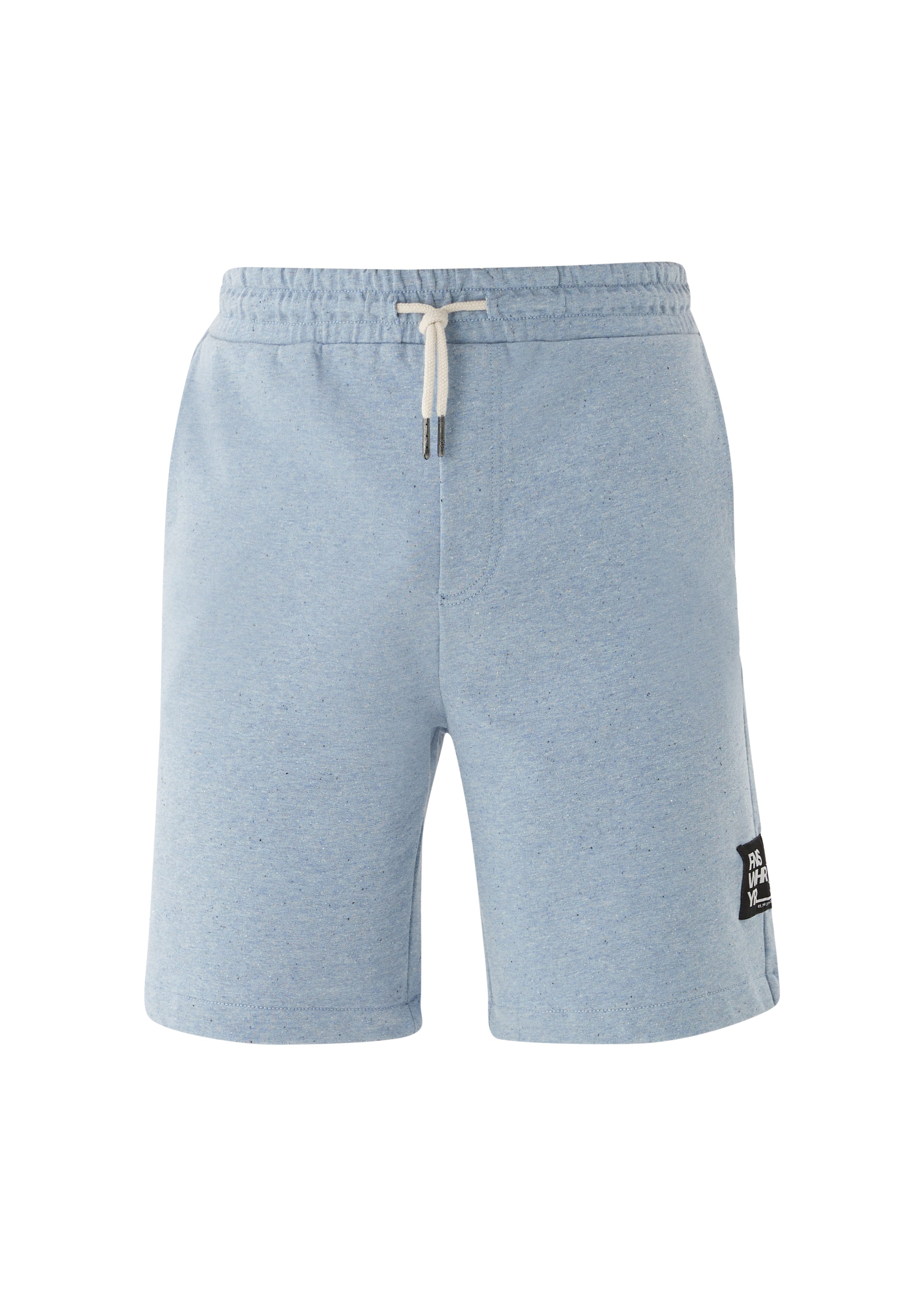 QS Relaxed: arktisblau Melierte Shorts Hose Shorts & Label-Patch