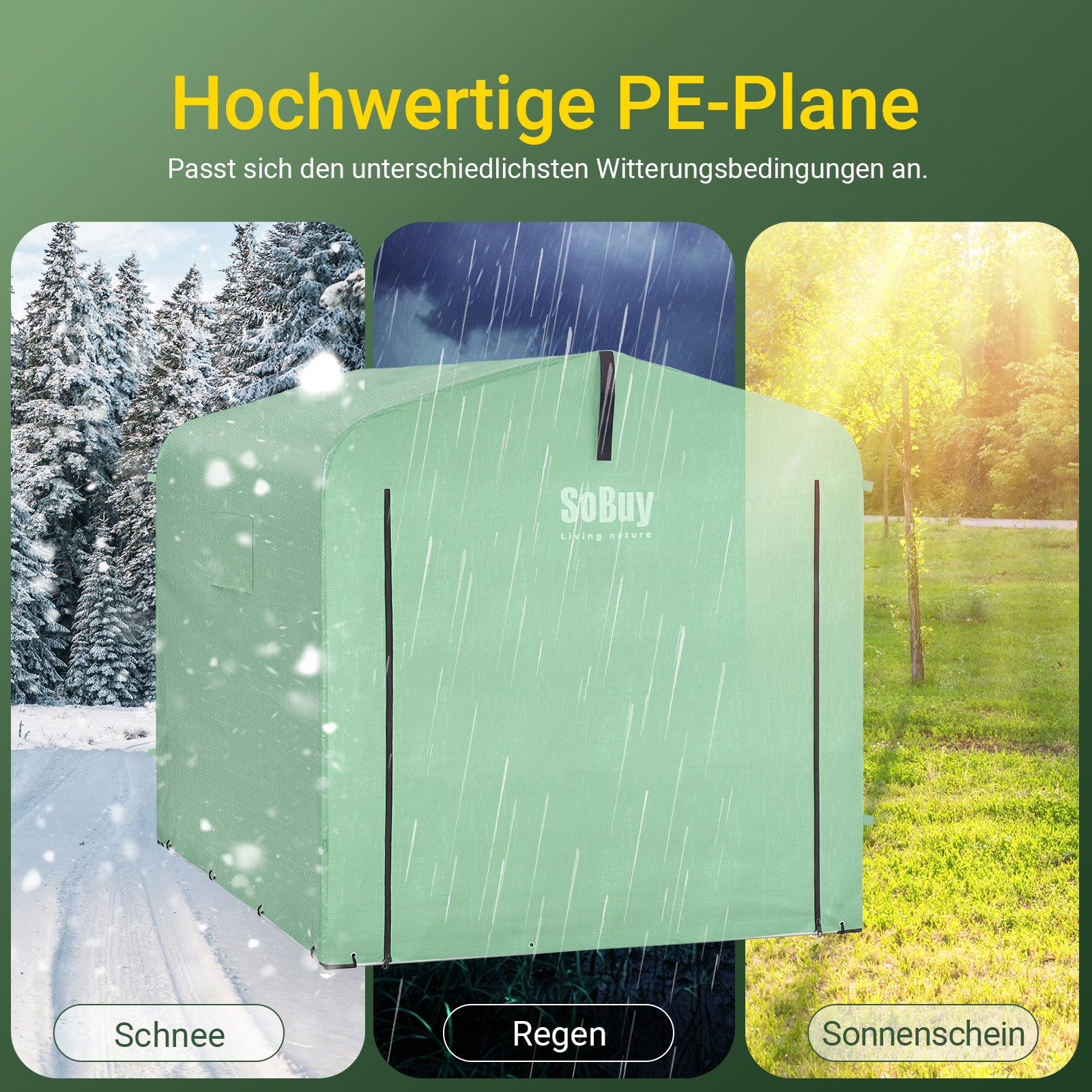 SoBuy Foliengerätehaus KLS11,Fahrradgarage wetterfest, Geräteschuppen, UV-Schutz, Regenschutz, Foliengerätehaus Gerätehaus Folienzelt Gartenschuppen Fahrradgarage