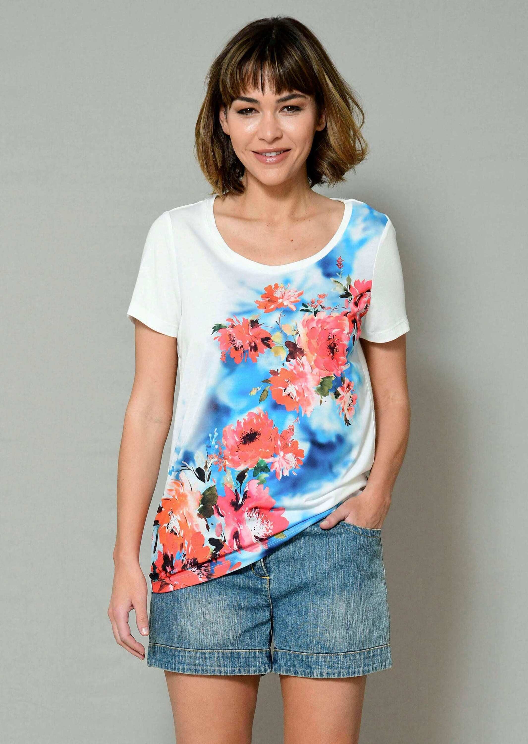 Alba Moda Kurzarmshirt Shirt mit Blumendruck günstig online kaufen
