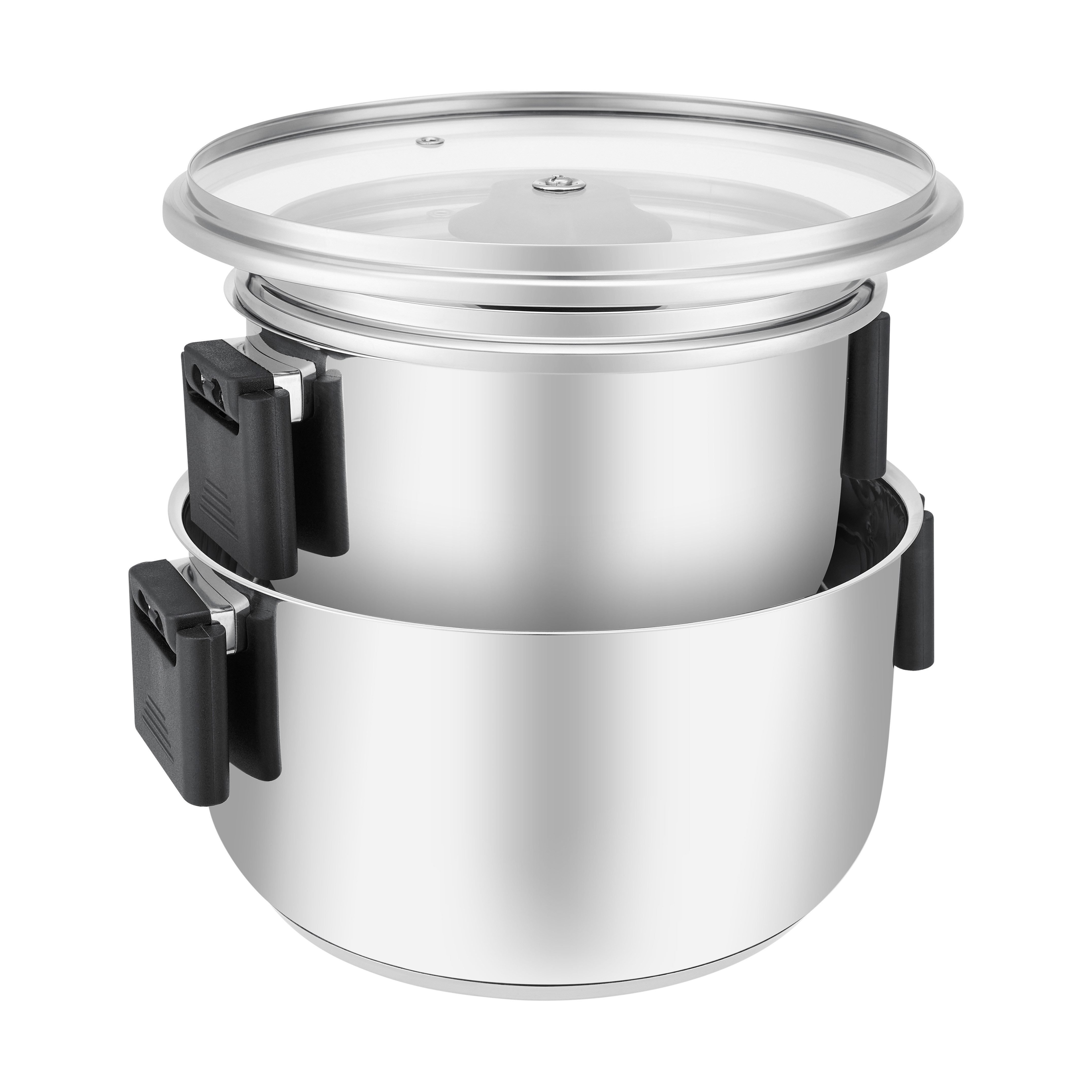 RESTO Kitchenware Topf-Set ANSER mit klappbaren Griffen, im Geschenkkarton, Edelstahl 18/10 (Set, 4-tlg., je 2x Kochtopf Ø 18/22 cm mit Deckel), für alle Herdarten geeignet, auch Induktion