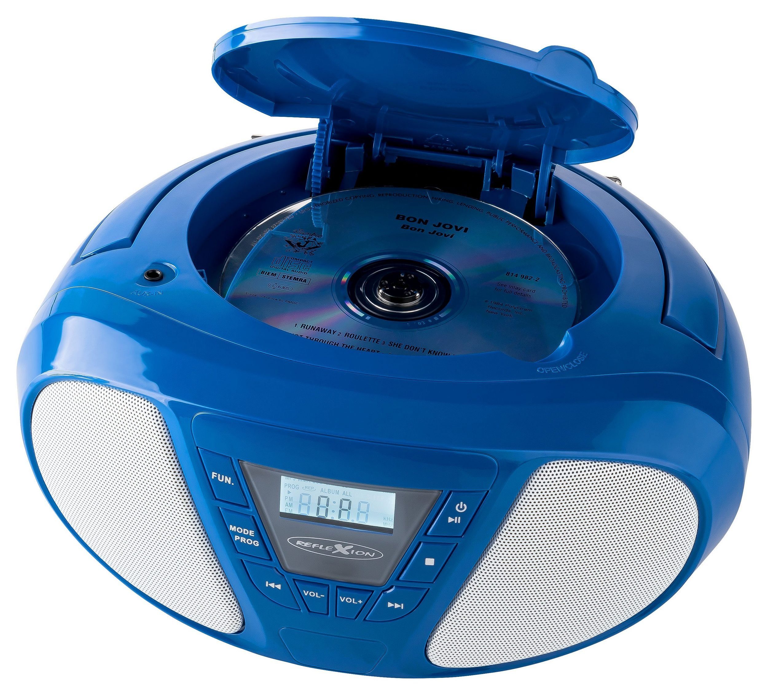 Reflexion CDR614 Boombox (UKW PLL Stereo Radio, CD-Player mit Radio, 16,00 W, Programmier-Funktion (CD: 20 Tracks) blau