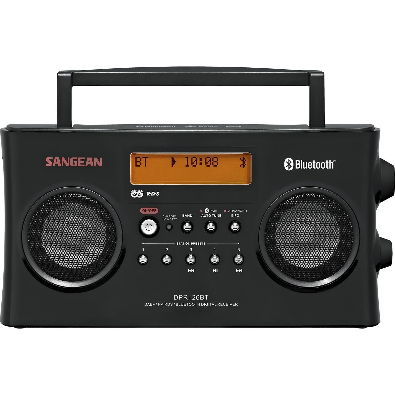 Sangean DPR-26 BT Tragbares DAB+/FM-Radio Bluetooth mit Akku Digitalradio (DAB) (DAB) schwarz