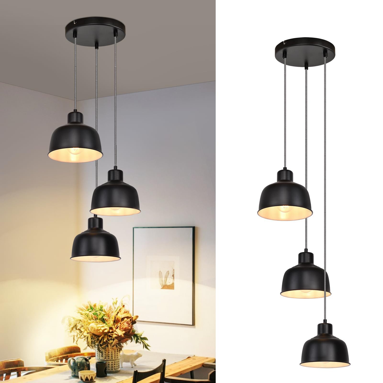 Nettlife Pendelleuchte Schwarz 1/3 Flammig Hängelampe günstig online kaufen