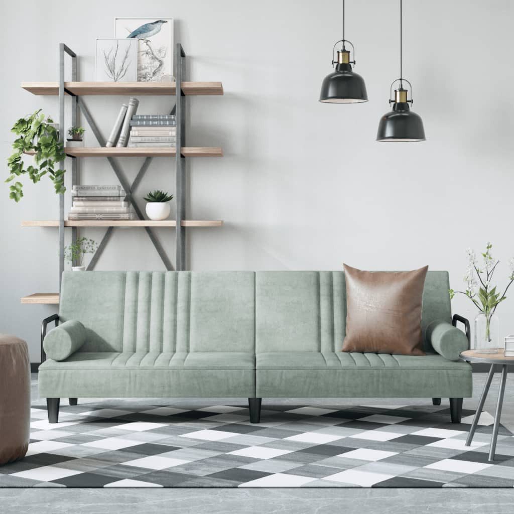 vidaXL Sofa Schlafsofa mit Armlehnen Hellgrau Samt Schlafcouch Sofa Couch G günstig online kaufen