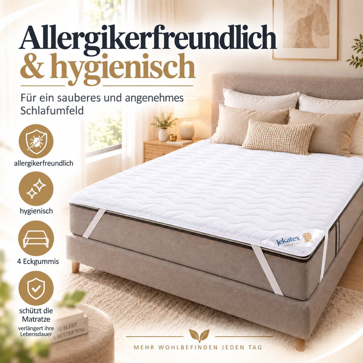 Matratzenauflage Denver, Matratzenauflage – supersoft, hygienisch bis 95 °C waschbar Jekatex, In vielen Größen erhältlich von 80 x 200 cm bis 200 x 200 cm – Bild 2 von 5
