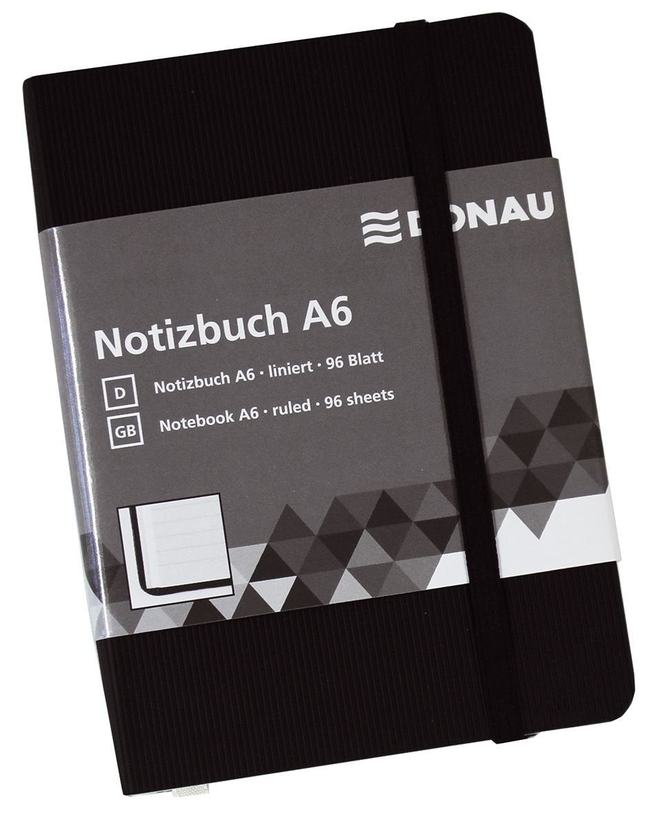 Notizbuch DONAU 1346101-01 Notizbuch - A6, liniert, 192 Seiten, schwarz