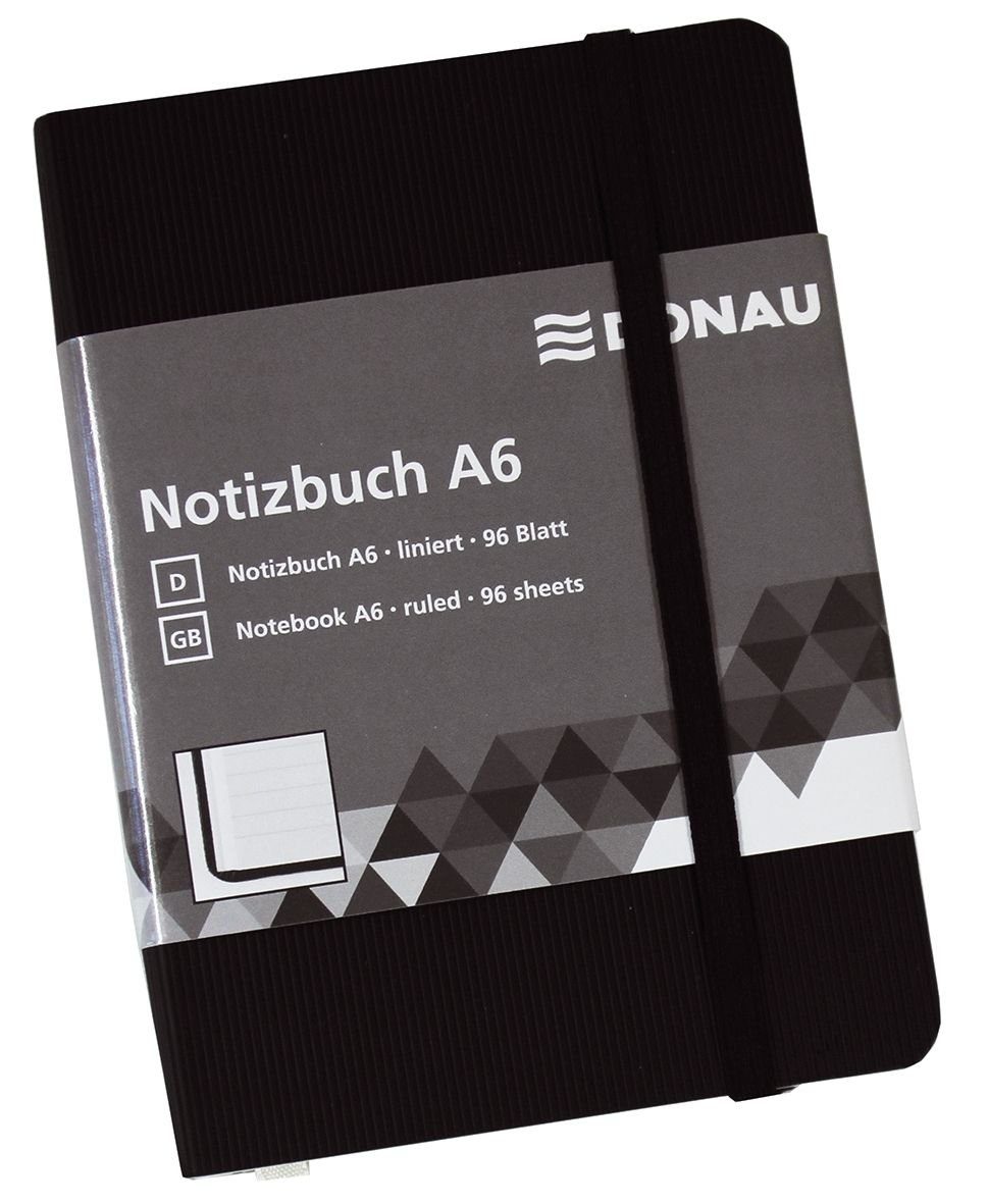 DONAU Formularblock Notizbuch - A6, liniert, 192 Seiten, schwarz