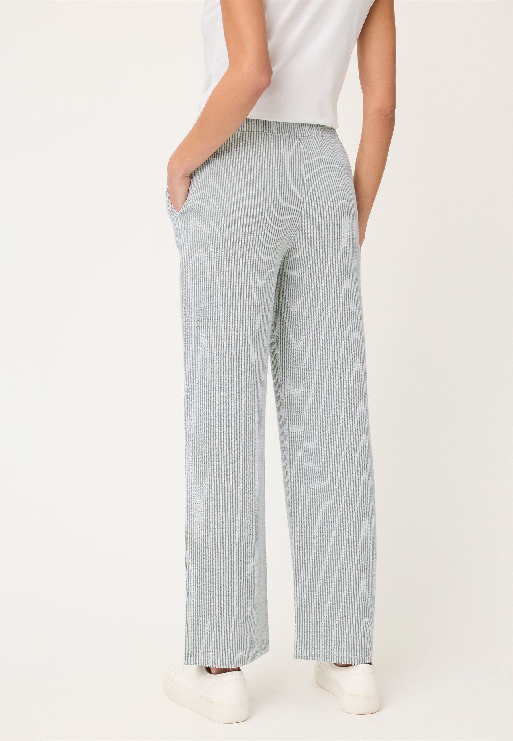 Olsen Stoffhose Hose aus Seersucker-Qualität mit elastischem Bund