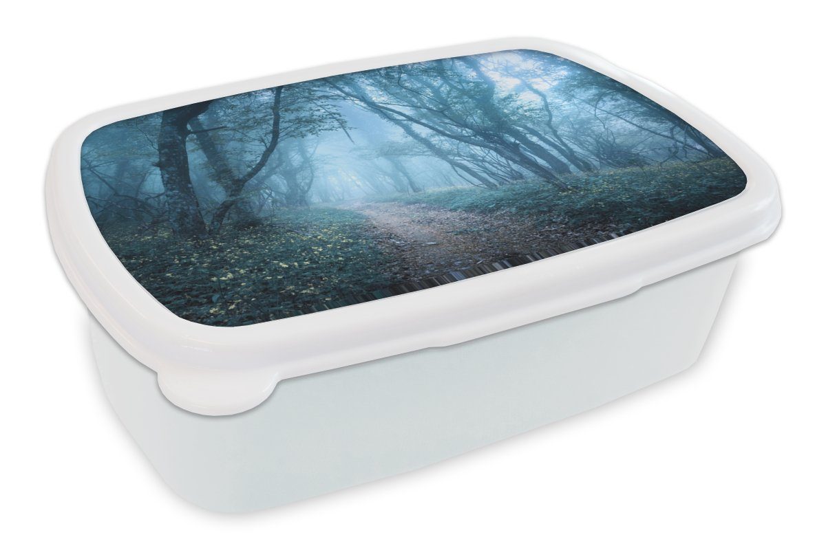 MuchoWow Lunchbox Bäume - Natur weiß Kunststoff, Jungs - Mädchen für und Brotbox (2-tlg), Erwachsene, Brotdose, Kinder und für Nebel