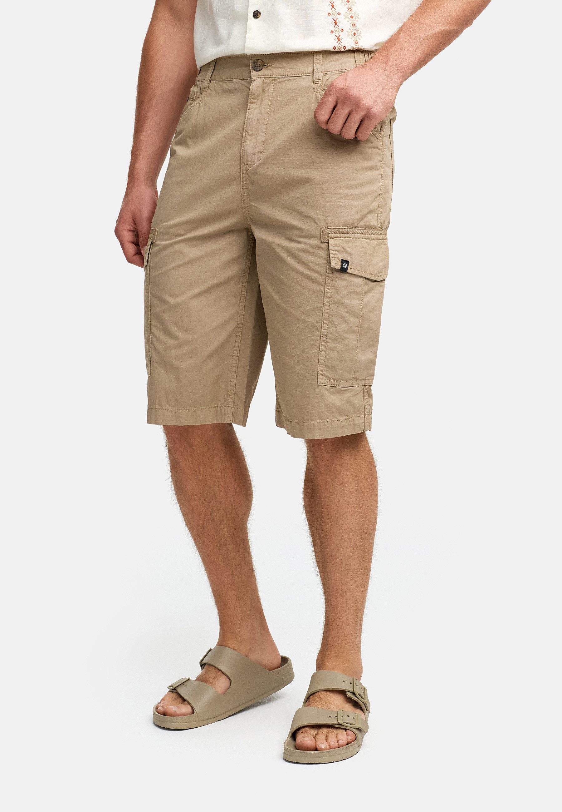 Indicode Cargoshorts Herren INNadim Cargoshorts aus Baumwolle mit elastischen Einsätzen am Bund für eine flexible Passform