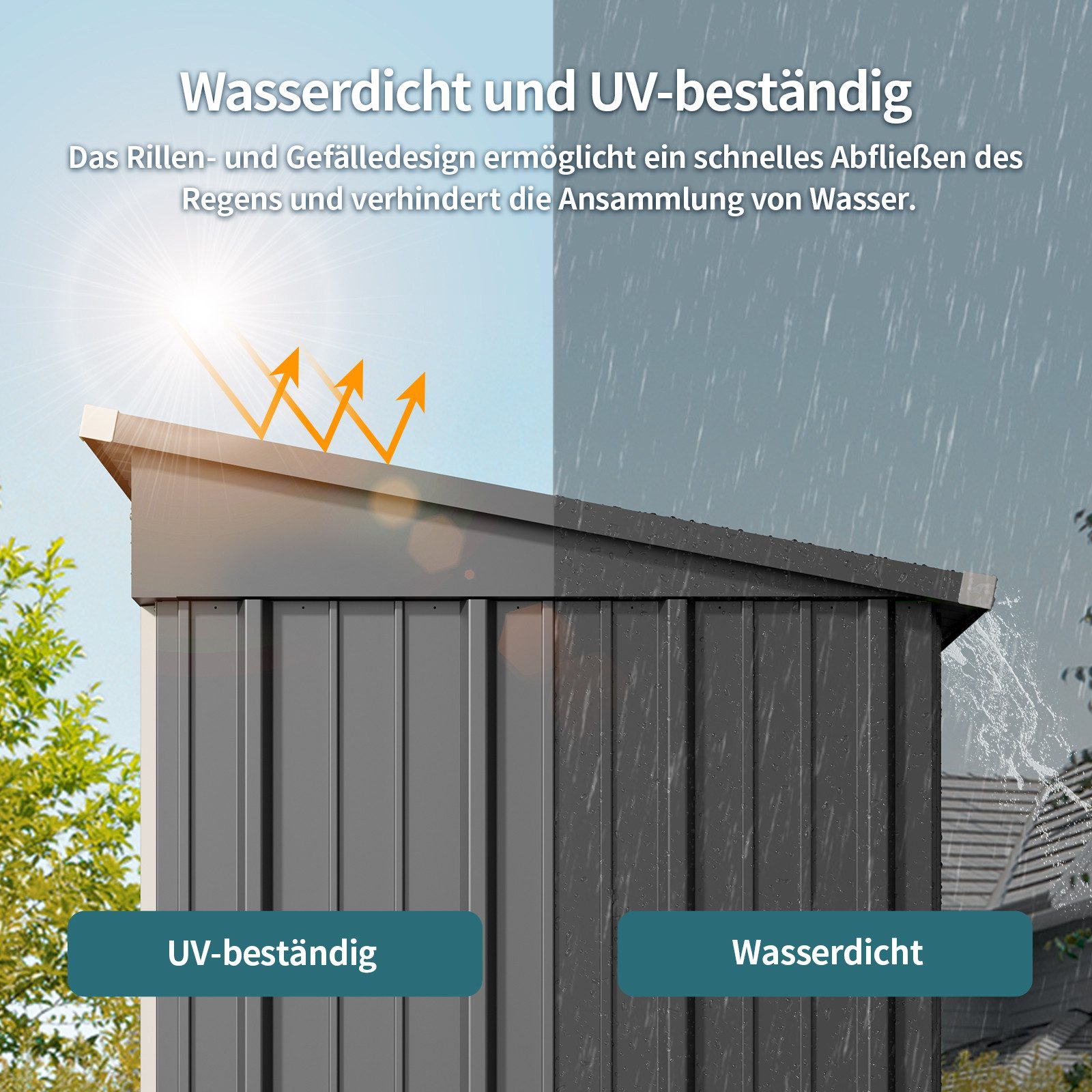 Bealife Gartenhaus Robuster Metall-Gartengeräteschuppen 180 x 162 x 95 cm, robust und wasserdicht