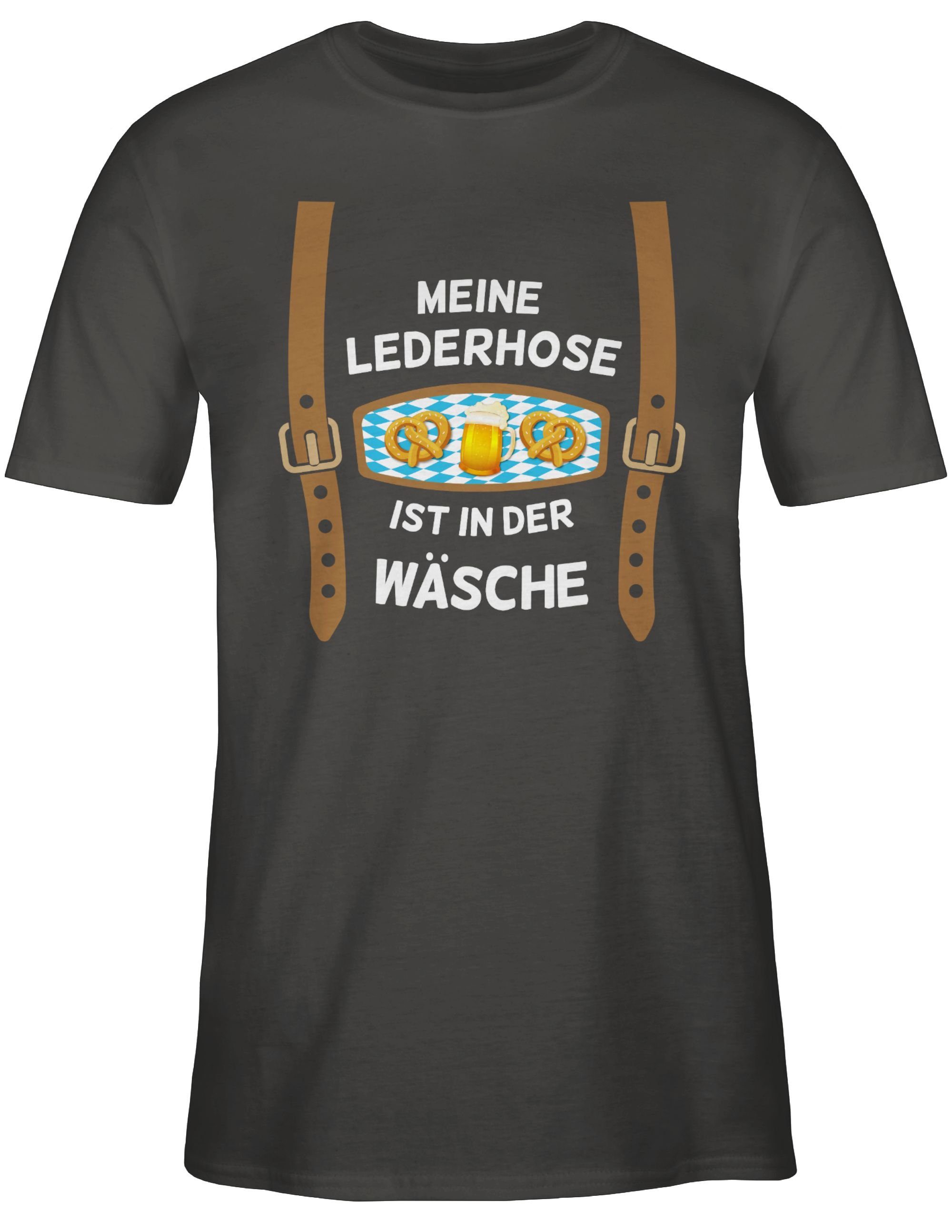 T-Shirt Oktoberfest Wäsche Mode in der 3 Meine für Shirtracer Lederhose Herren Dunkelgrau ist