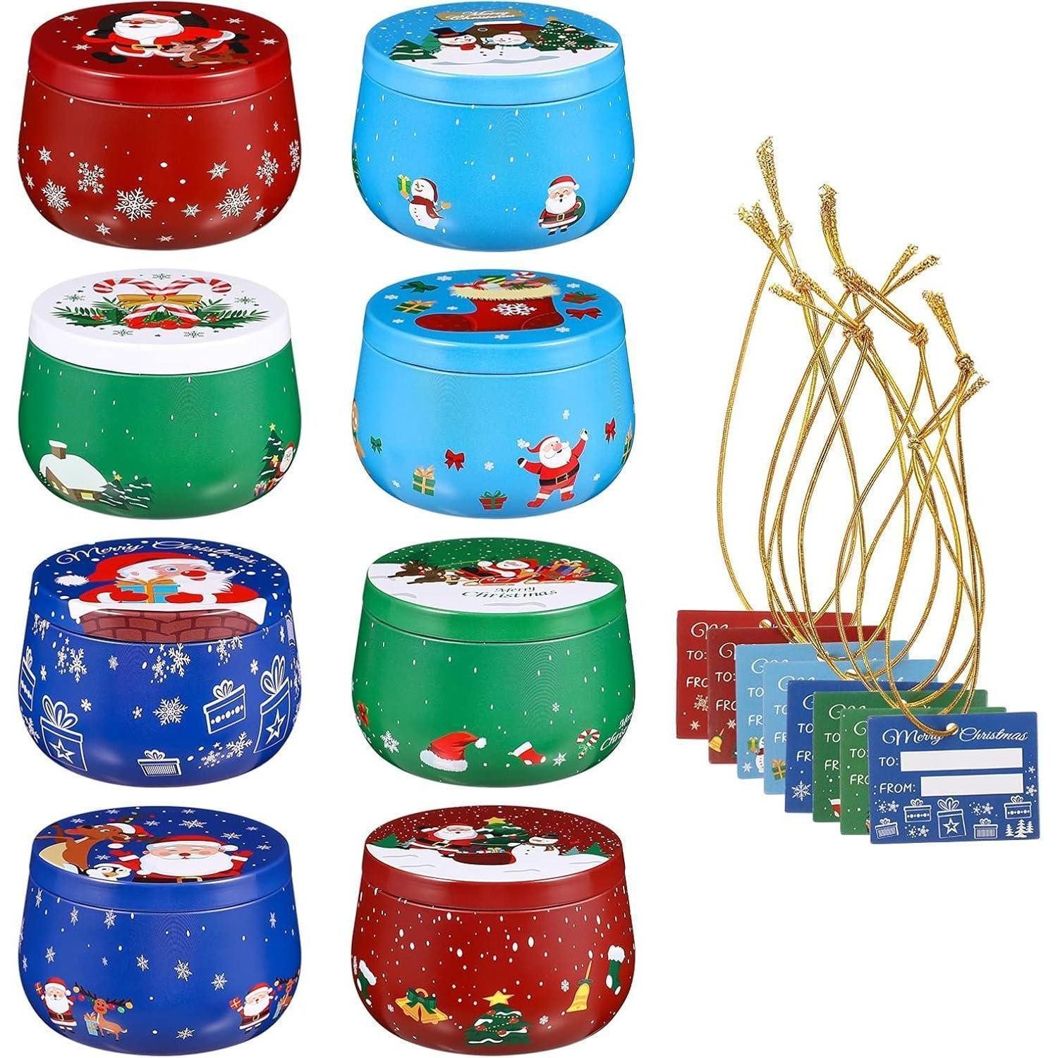 LuxusKollektion Keksdose Keksdose Weihnachten Set 8 Stück Metall Blechdose Deckel Kreisförmig