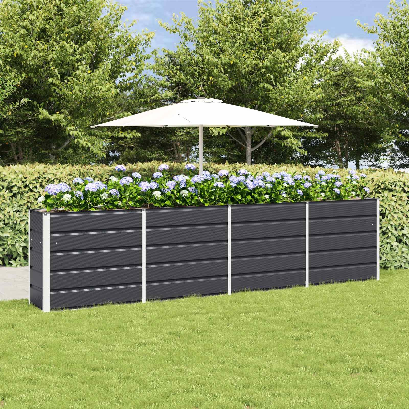 vidaXL Blumentopf Pflanzkübel Anthrazit 320 x 40 x 75 cm Stahl (1 St) – Bild 2 von 5
