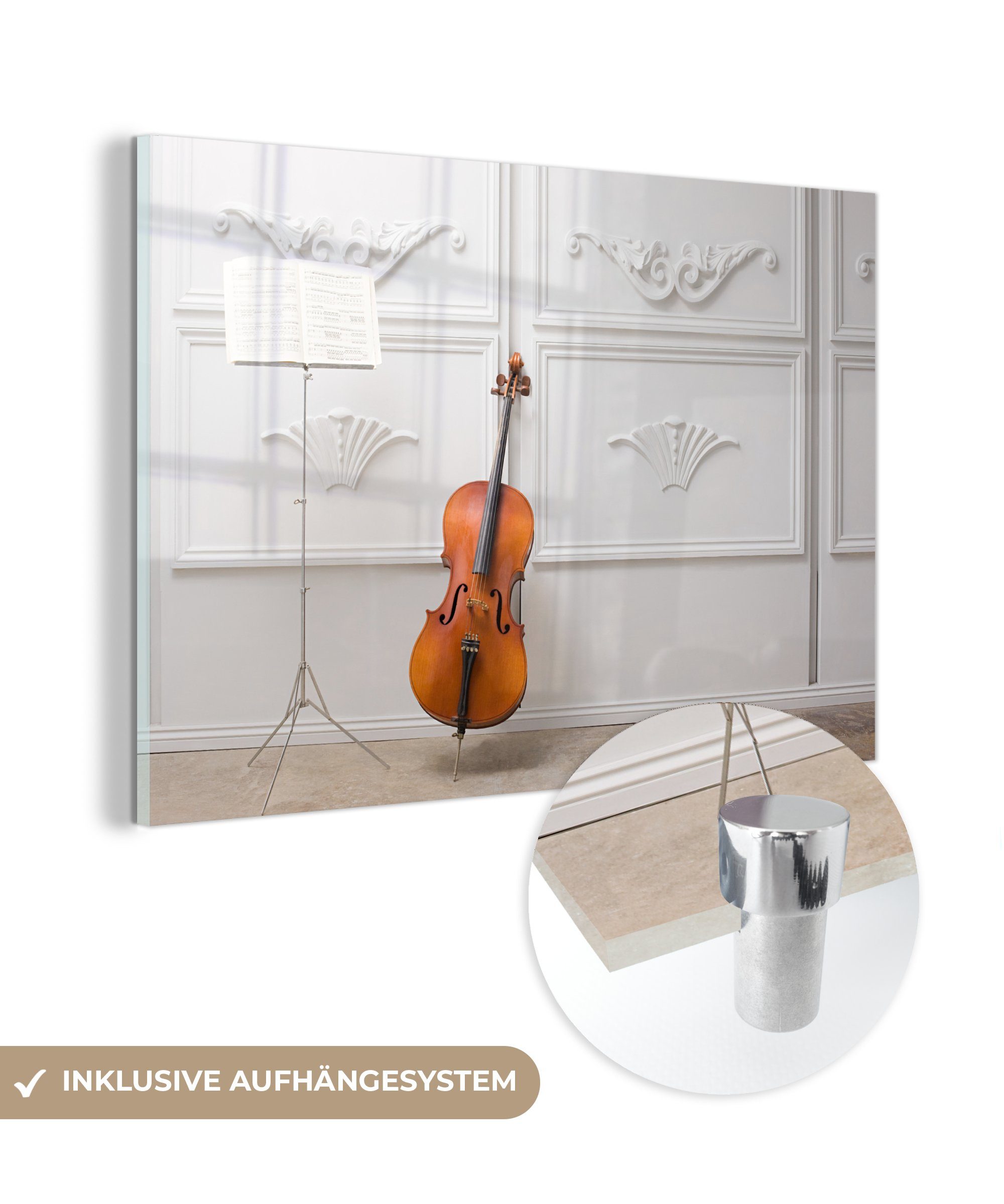 Acrylglasbild Schlafzimmer Wand, weißen Ein vor Acrylglasbilder (1 Cello einer St), MuchoWow & Wohnzimmer