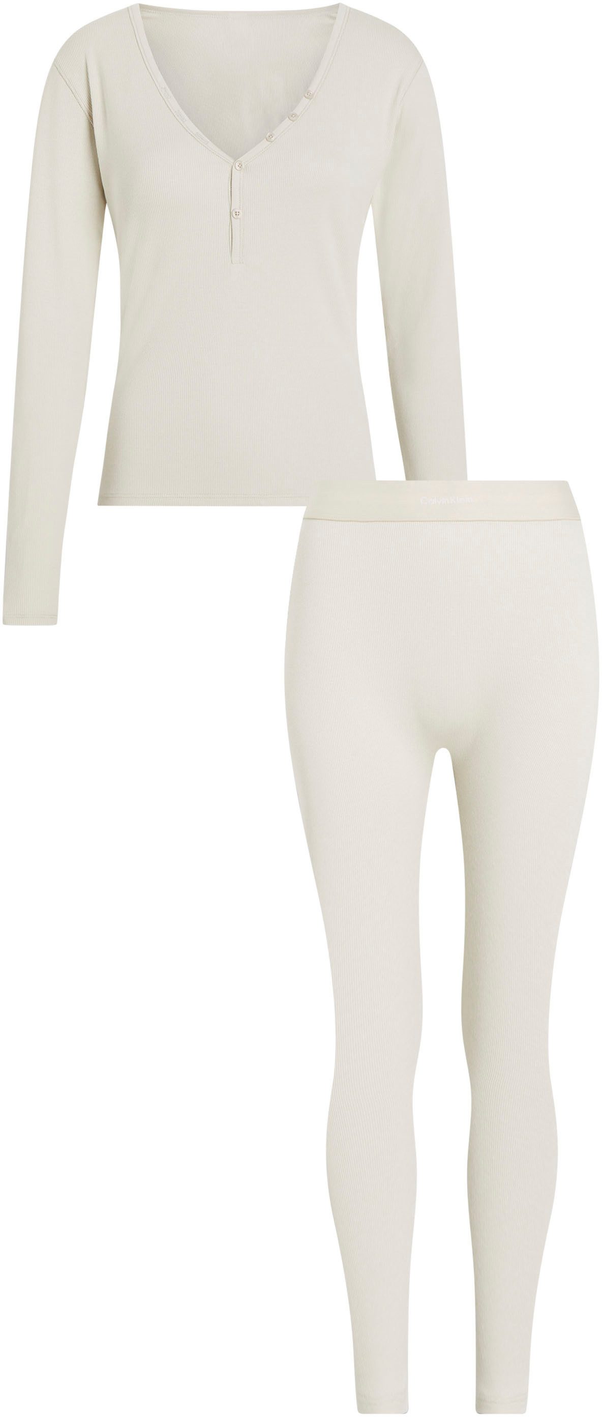 Calvin Klein Underwear Relaxanzug L/S HENLEY & LEGGING (Set, 2 tlg) mit tiefem Ausschnitt und Knopfleiste