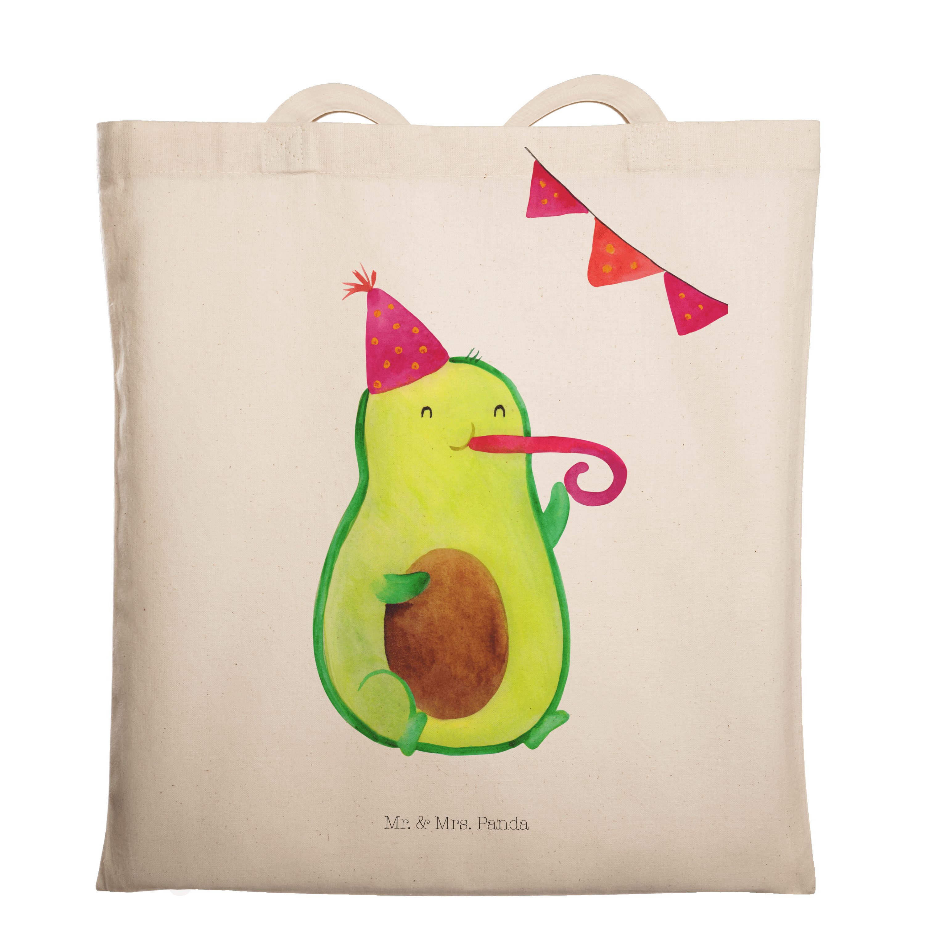 Mr. & Mrs. Panda Tragetasche Avocado Party - Transparent - Geschenk, Einkaufstasche, Veggie, Gesun (1-tlg)