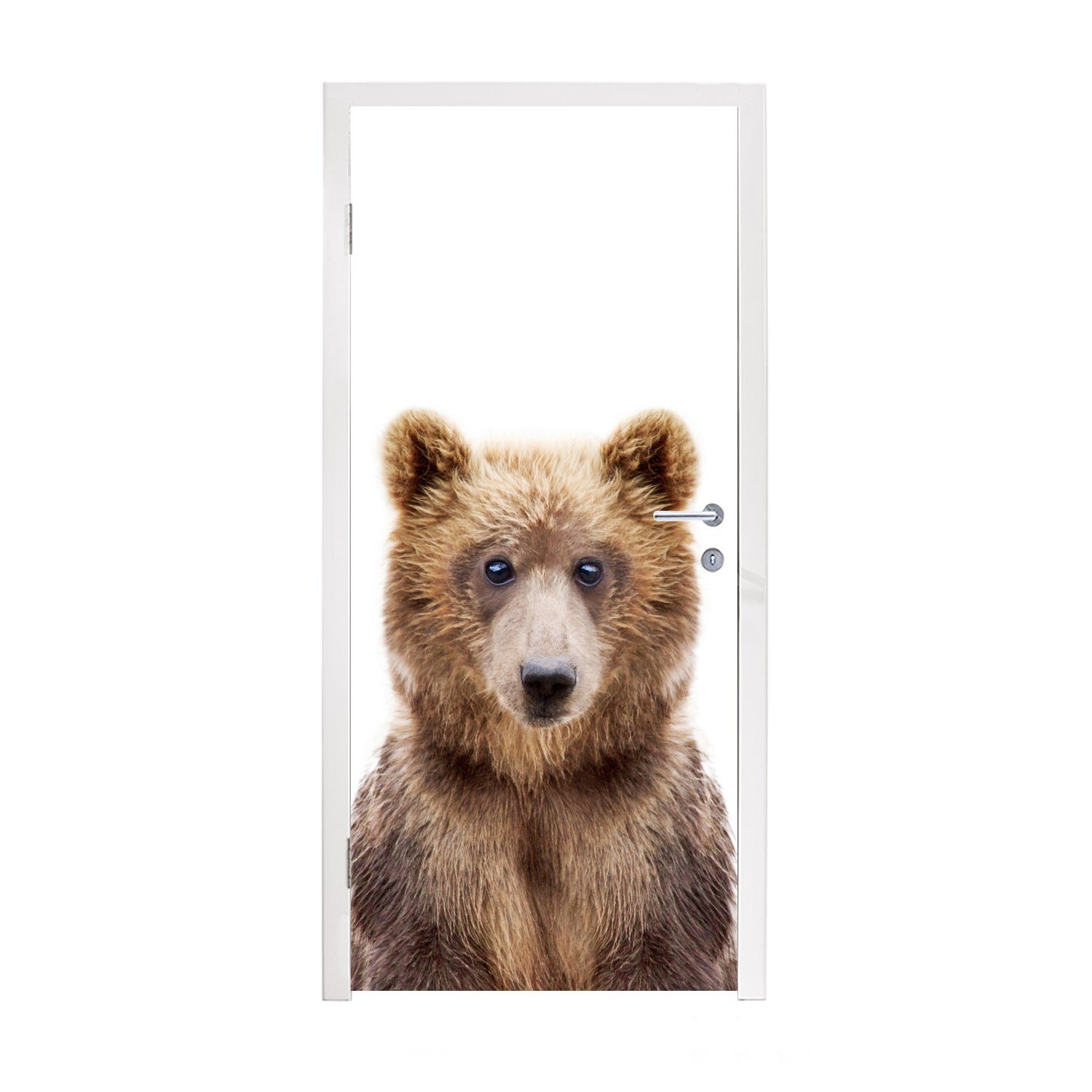 MuchoWow Türtapete Bär - Braun - Tiere - Natur, Matt, bedruckt, (1 St), Fototapete für Tür, Türaufkleber, 75x205 cm