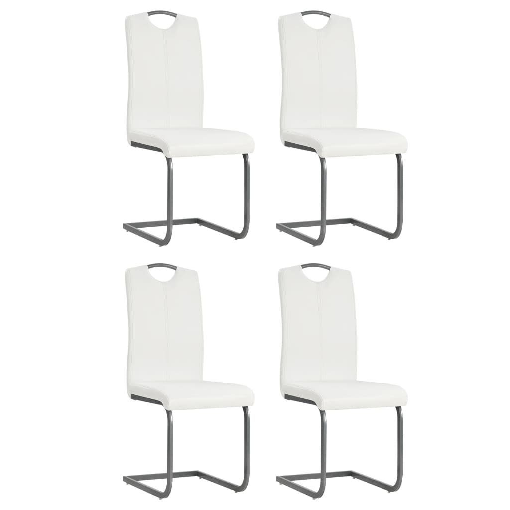 Merax Freischwinger (4 St), Schwingstuhl, Esszimmerstuhl, Polsterstuhl, aus Kunstleder, 4er Set Weiß | Weiß