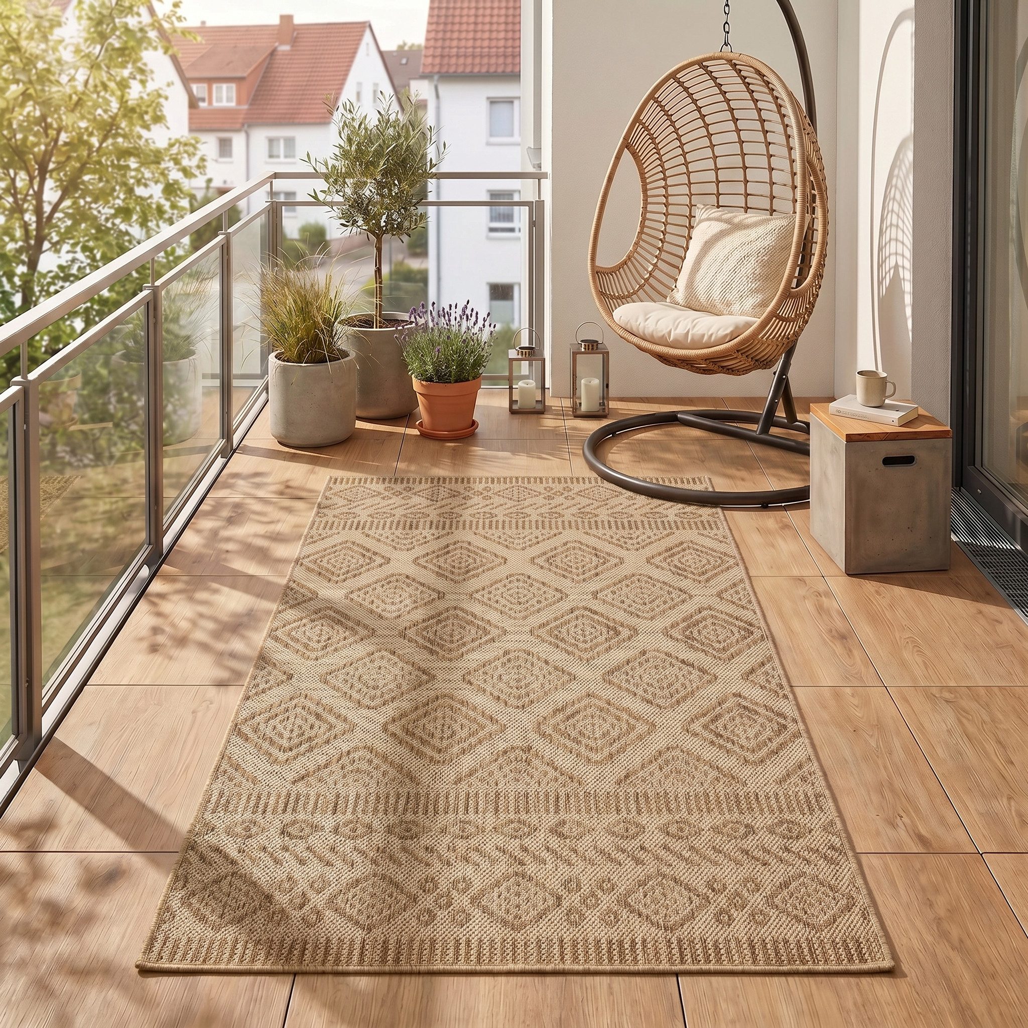 Teppium Teppich Ethno, Läufer, Höhe: 3 mm, Teppich Wetterfest Waschbar Balkon, Garten, Terrasse und Küchenteppich