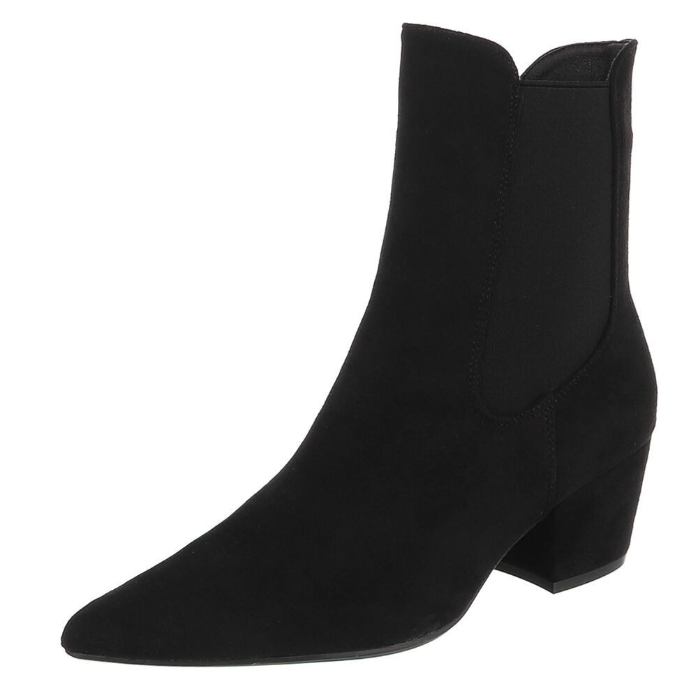 Ital-Design Damen Stiefelette spitz mit Blockabsatz, elastisch Chelseaboots (92002580) Blockabsatz Stiefeletten in Schwarz