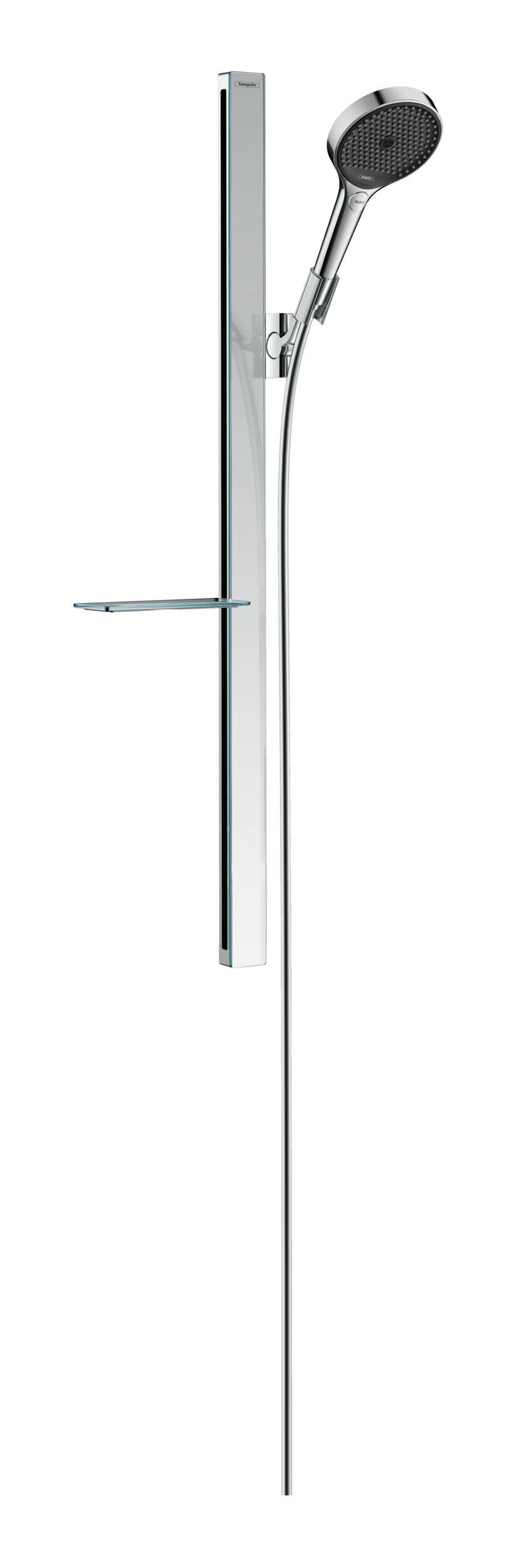 hansgrohe Stangenbrause-Set Rainfinity, 3 Strahlart(en), Brausehalterset 130 3jet m. Brausestange 900 mm u. Seifenschale