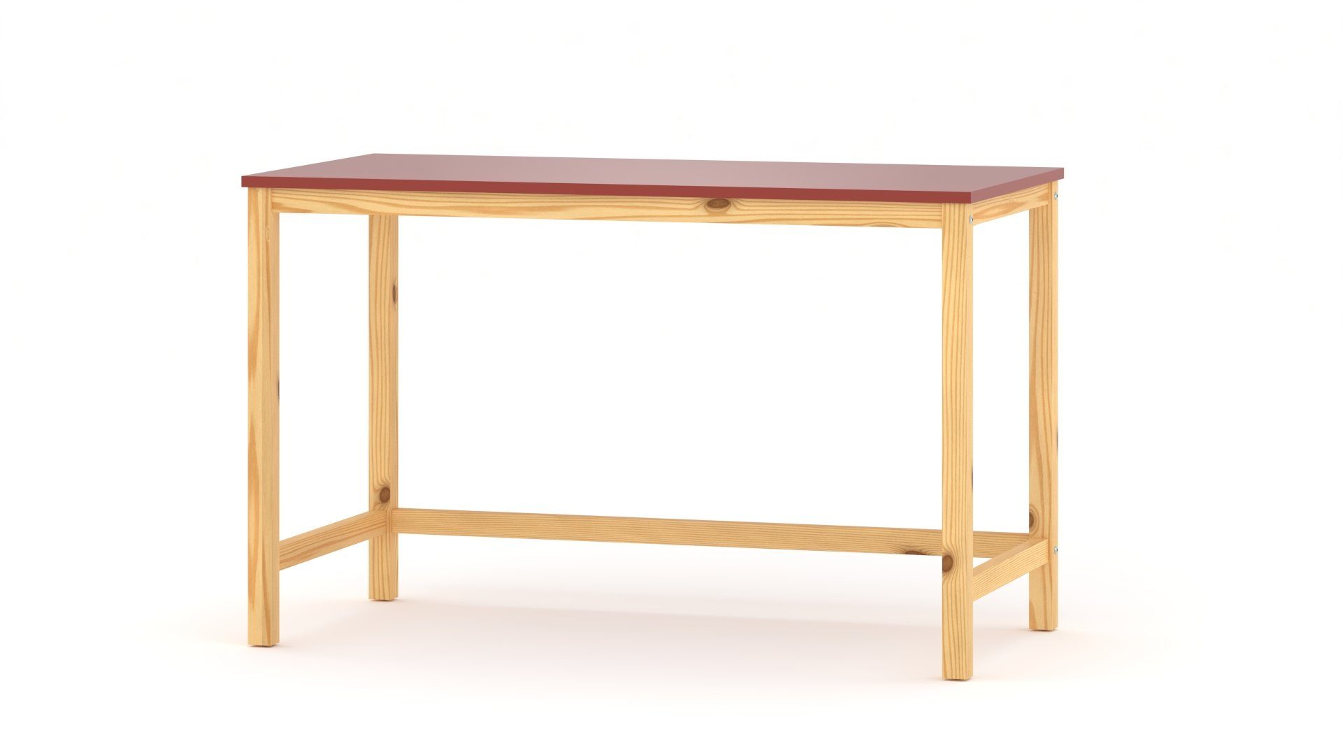 Siblo Schreibtisch Schreibtisch Johny Natural mit bunter Tischplatte (Schreibtisch Johny Natural mit bunter Tischplatte) Rot