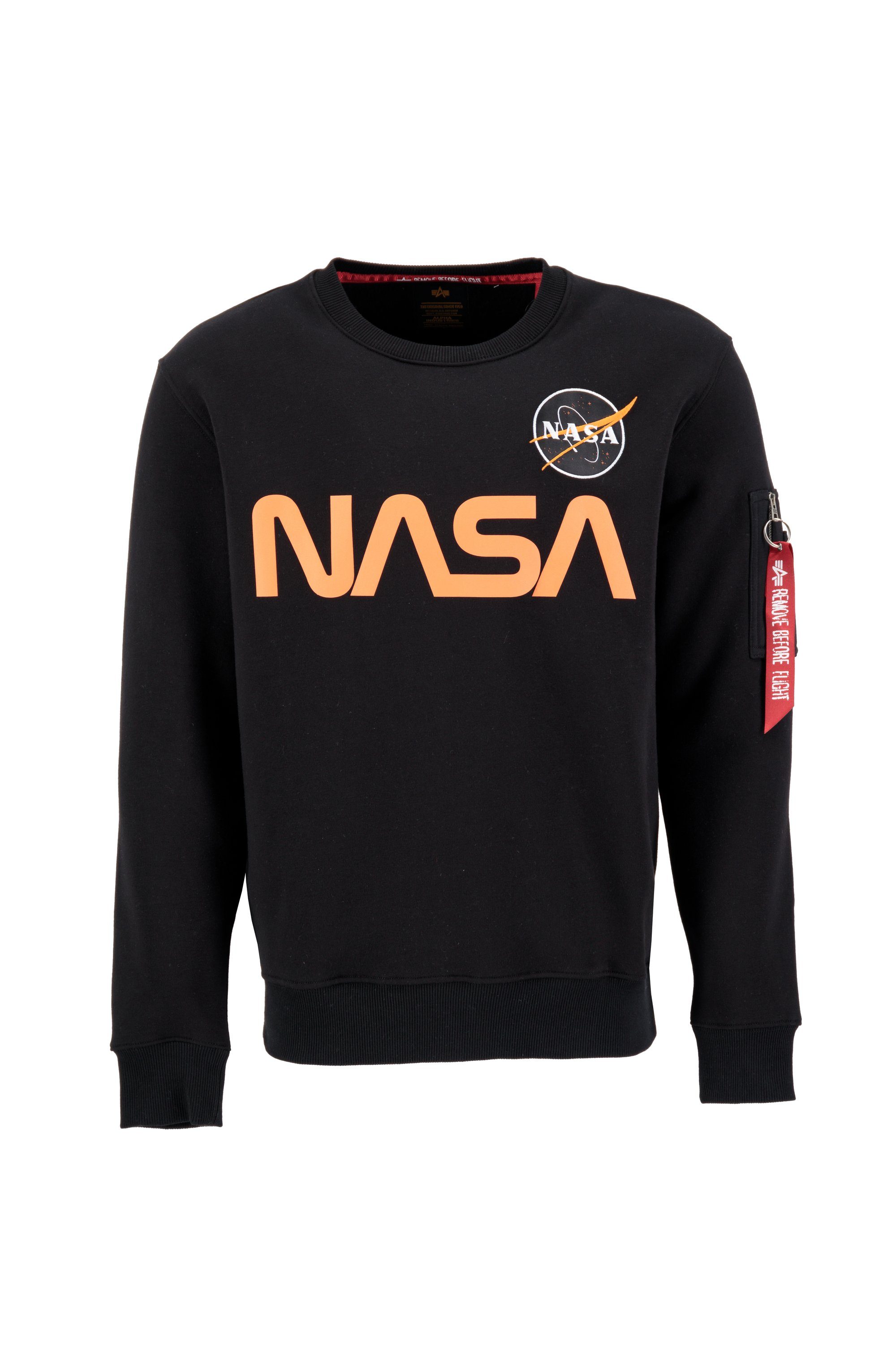 Men Sweater Alpha Sweatshirts Industries Reflective Industries Sweater Alpha black/refl.oran NASA -