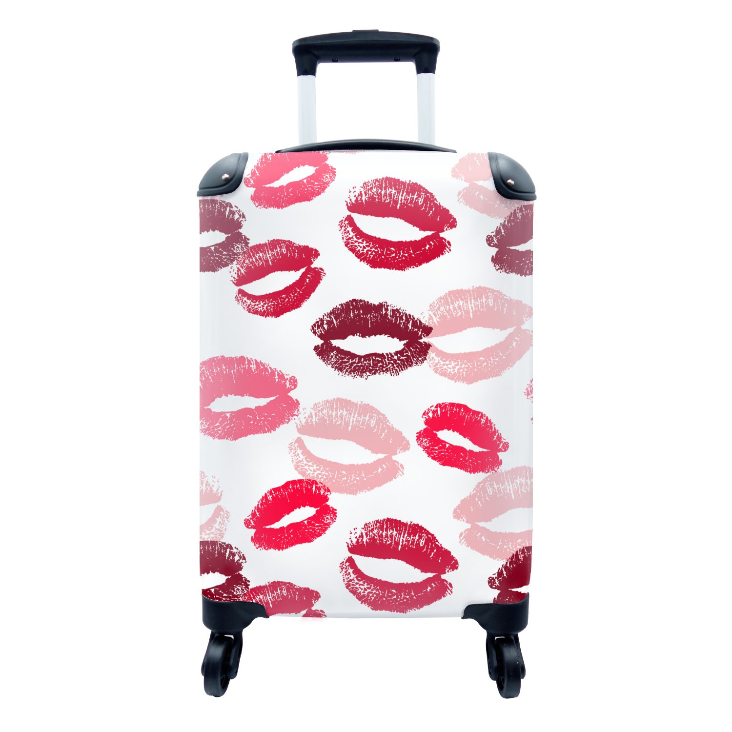 MuchoWow Handgepäckkoffer Lippen - Kuss - Geschenk für Paare, 4 Rollen, Reisetasche mit rollen, Handgepäck für Ferien, Trolley, Reisekoffer