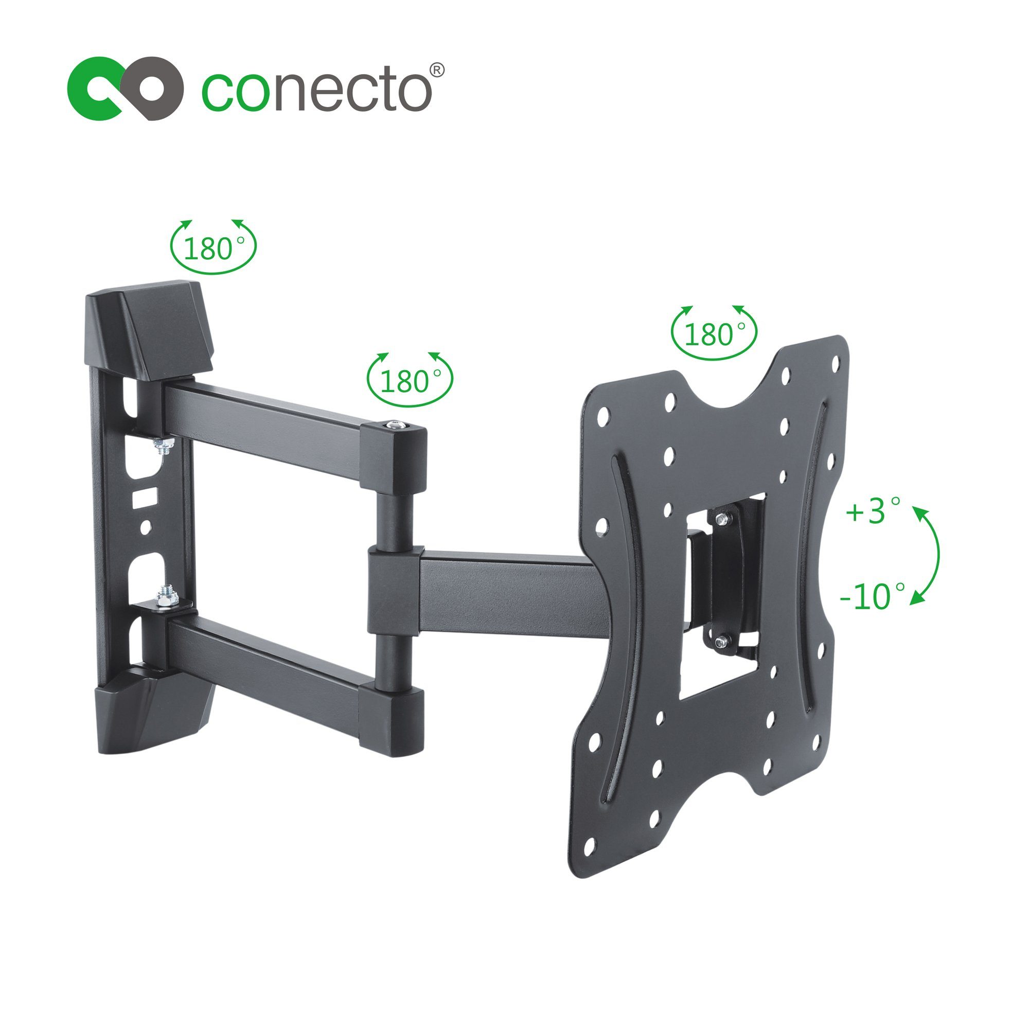 conecto TV-Wandhalterung TV Wandhalter für LCD LED Fernseher & Monitor, (bis 42 Zoll, inklusive HDMI-Kabel und Klett-Kabelbinder, neigbar, schwenkbar)