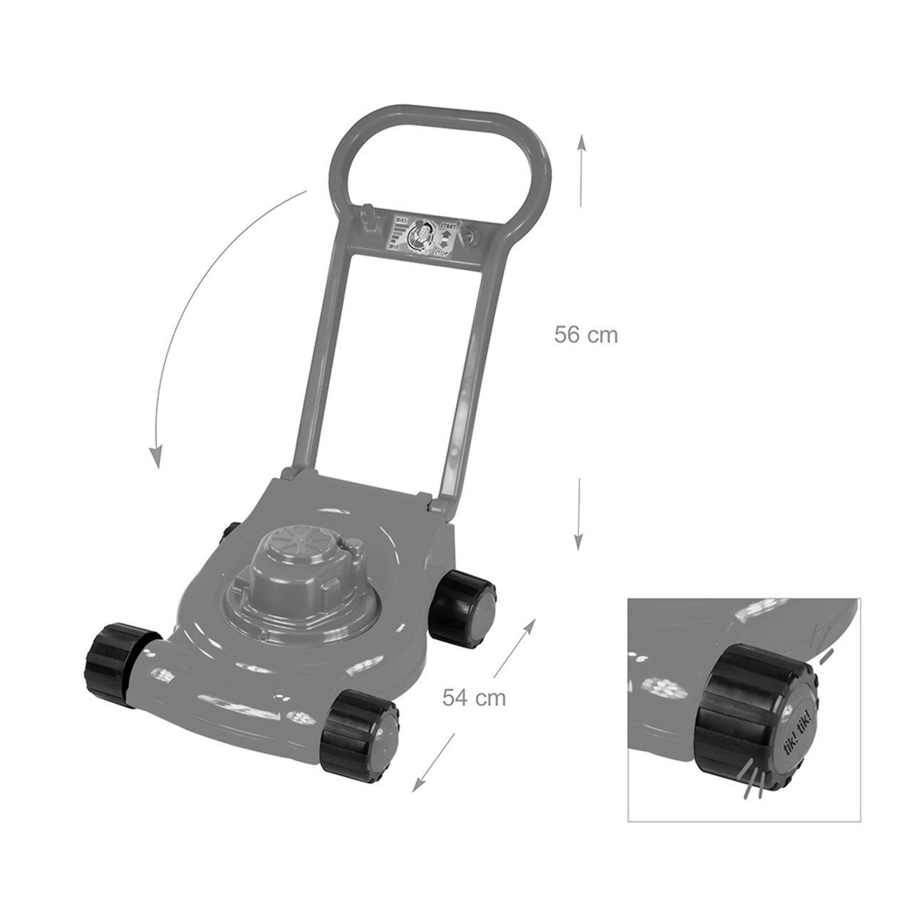 MOCHTOYS Spielwerkzeug Spielzeug Rasenmäher 10631, Spielzeug Rasenmäher, Kinderrasenmäher klappbar aus Kunststoff