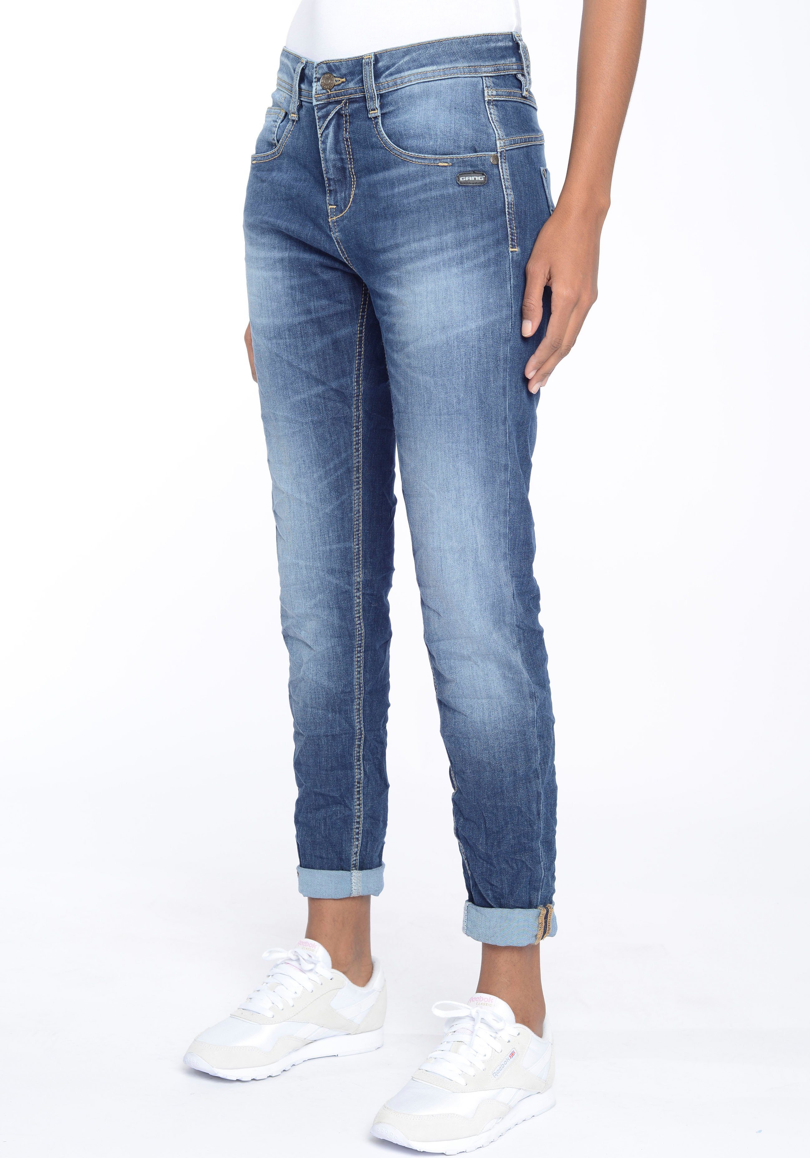 denim blue) (mid perfekter Sitz GANG durch Elasthan-Anteil rock 94AMELIE authentic Relax-fit-Jeans