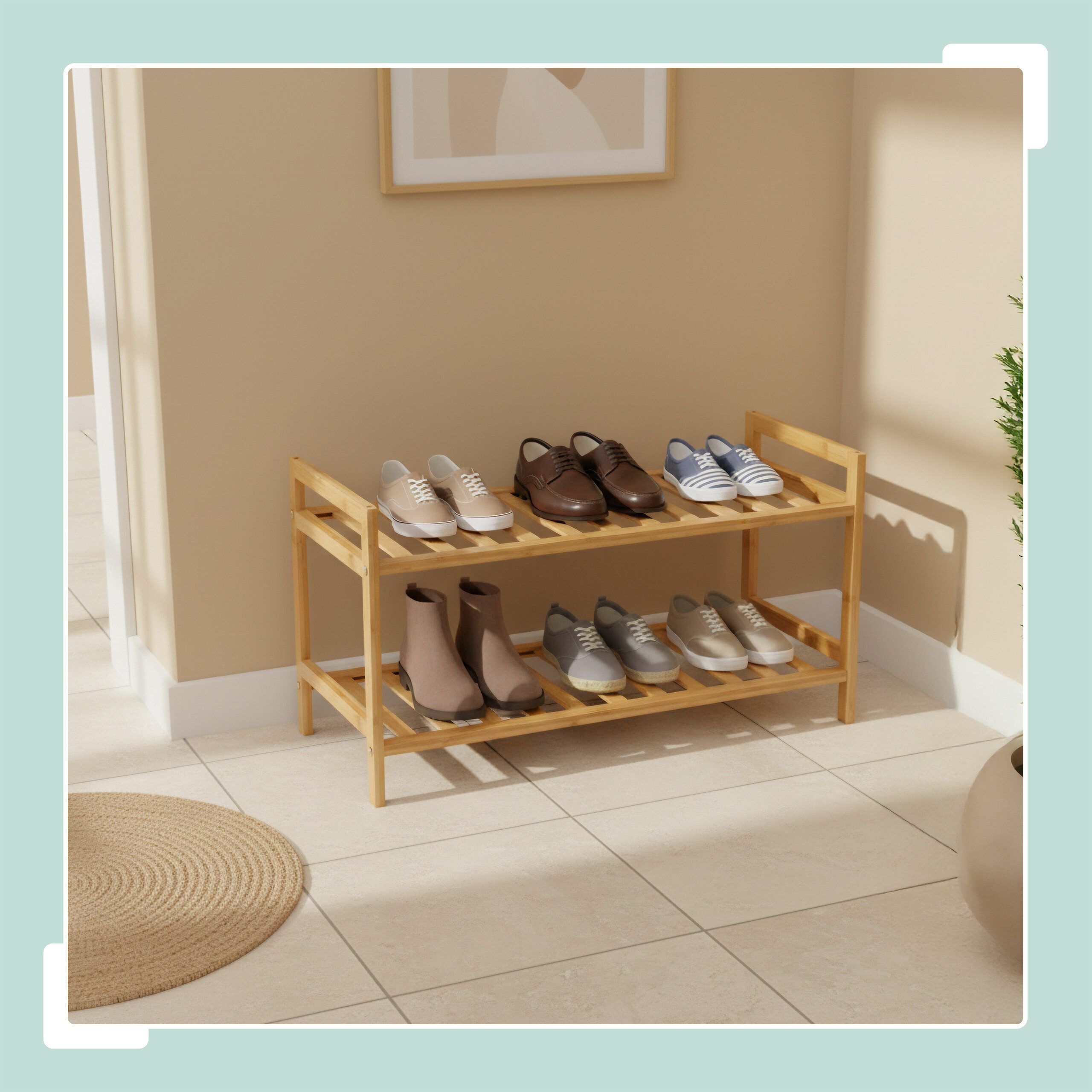 relaxdays Schuhregal Stapelbares Schuhregal aus Bambus günstig online kaufen