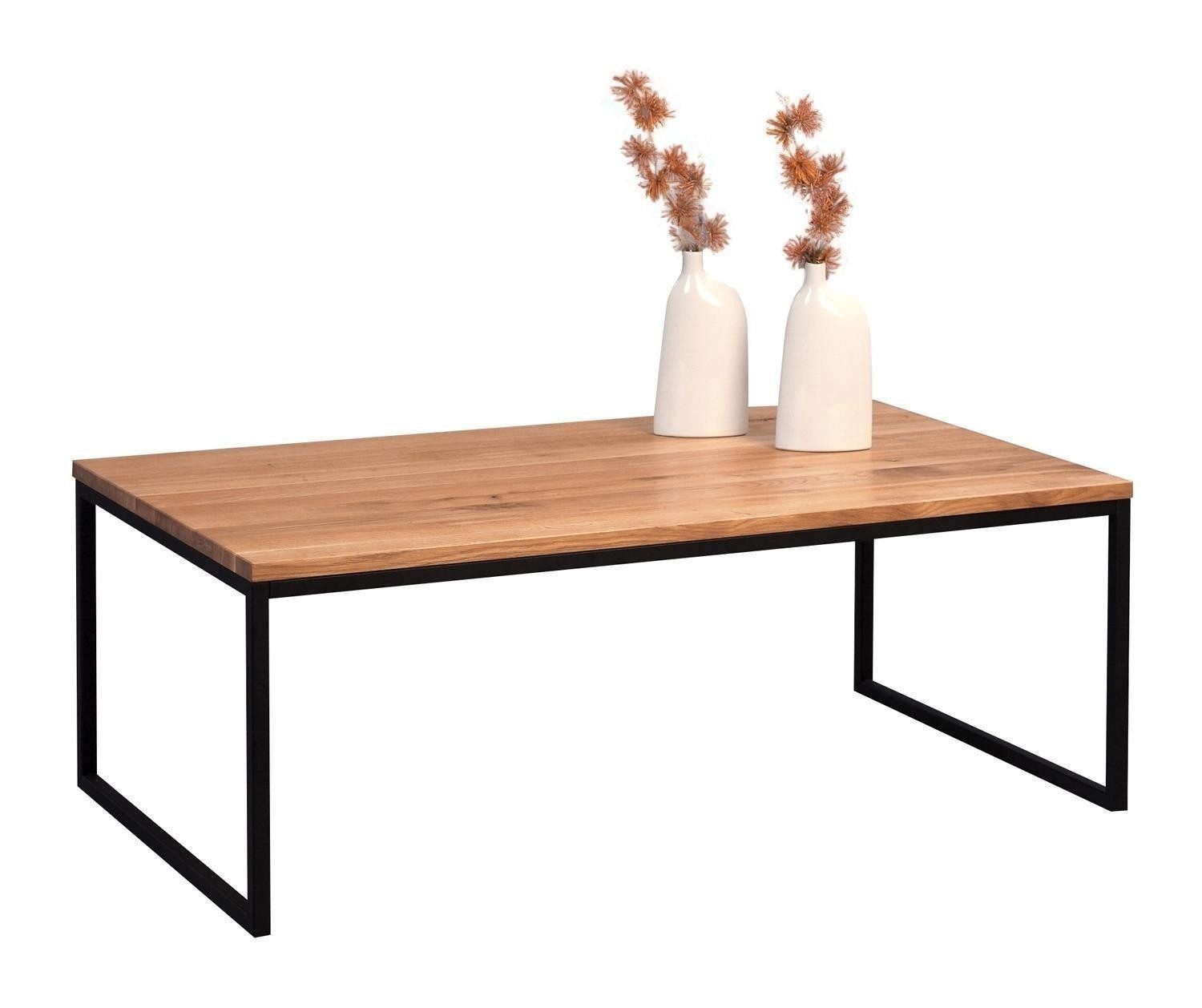 M2 Kollektion Couchtisch SIRA, Wildeiche massiv, Metallgestell, 110 x 60 cm