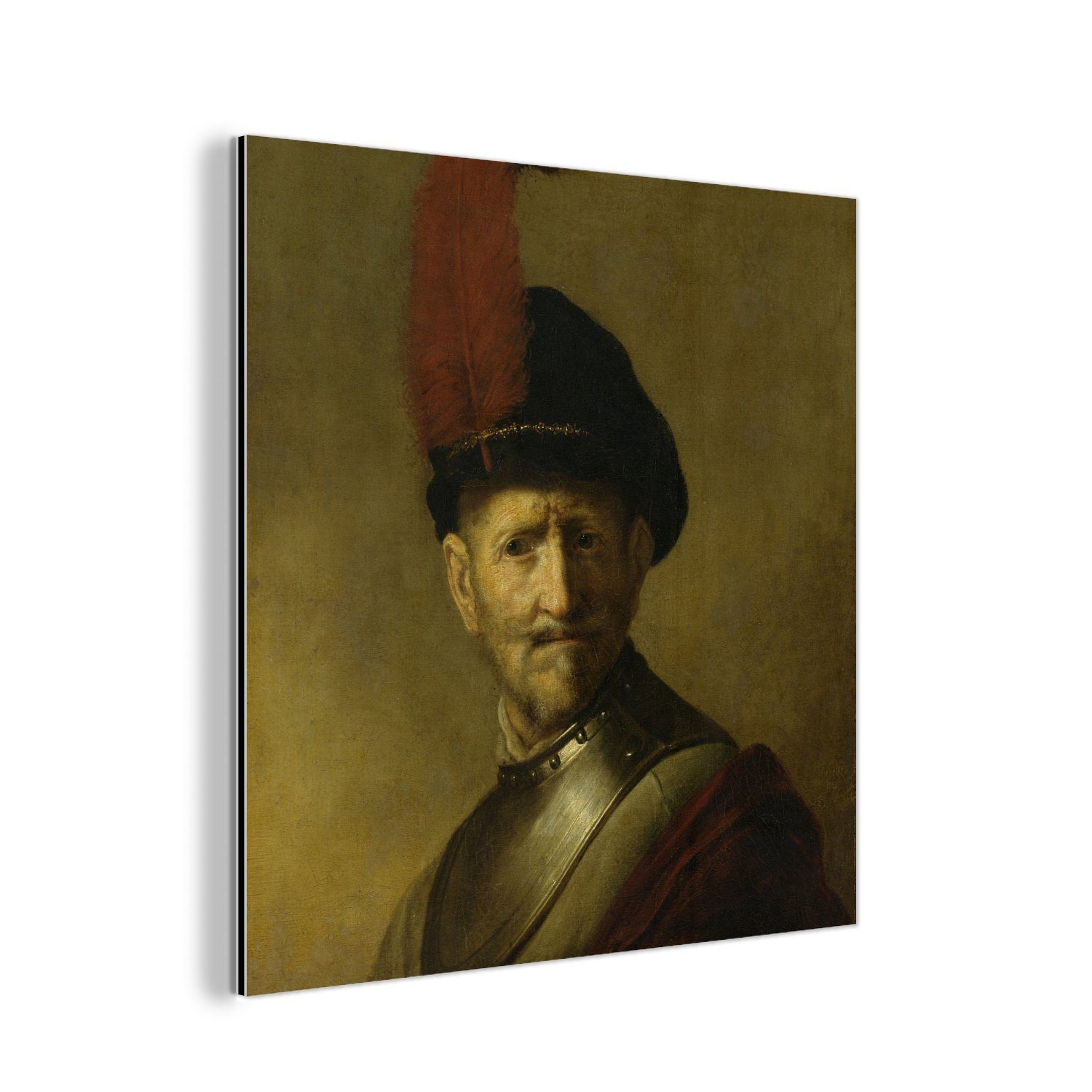 MuchoWow Metallbild Porträt eines Mannes - Rembrandt van Rijn, (1 St), Alu-Dibond-Druck, Gemälde aus Metall, Aluminium deko