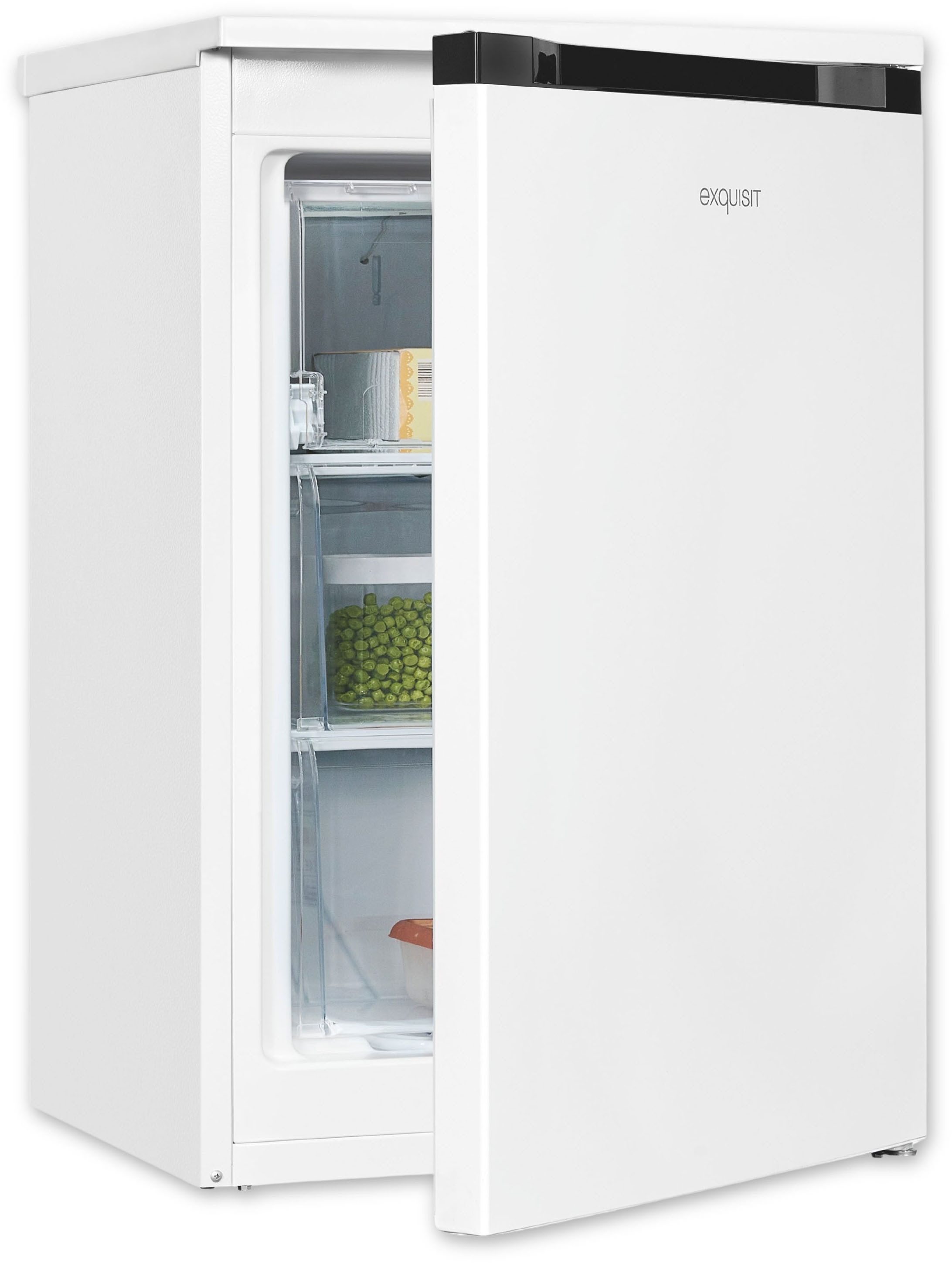 exquisit Gefrierschrank GS81-051C, 84,5 cm hoch, 54,9 cm breit, 4*-Gefrierschrank mit ergonomischer Griffmulde – bequem zu öffnen