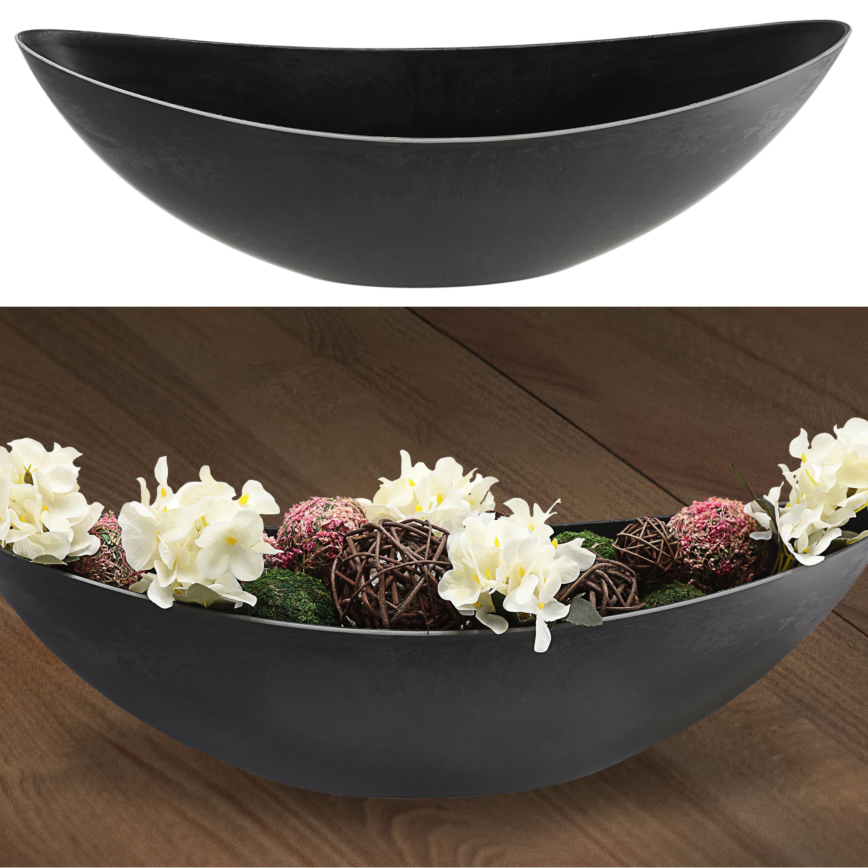 CEPEWA Dekoschale Dekoschale oval grau Schieferoptik 55x18x14cm günstig online kaufen