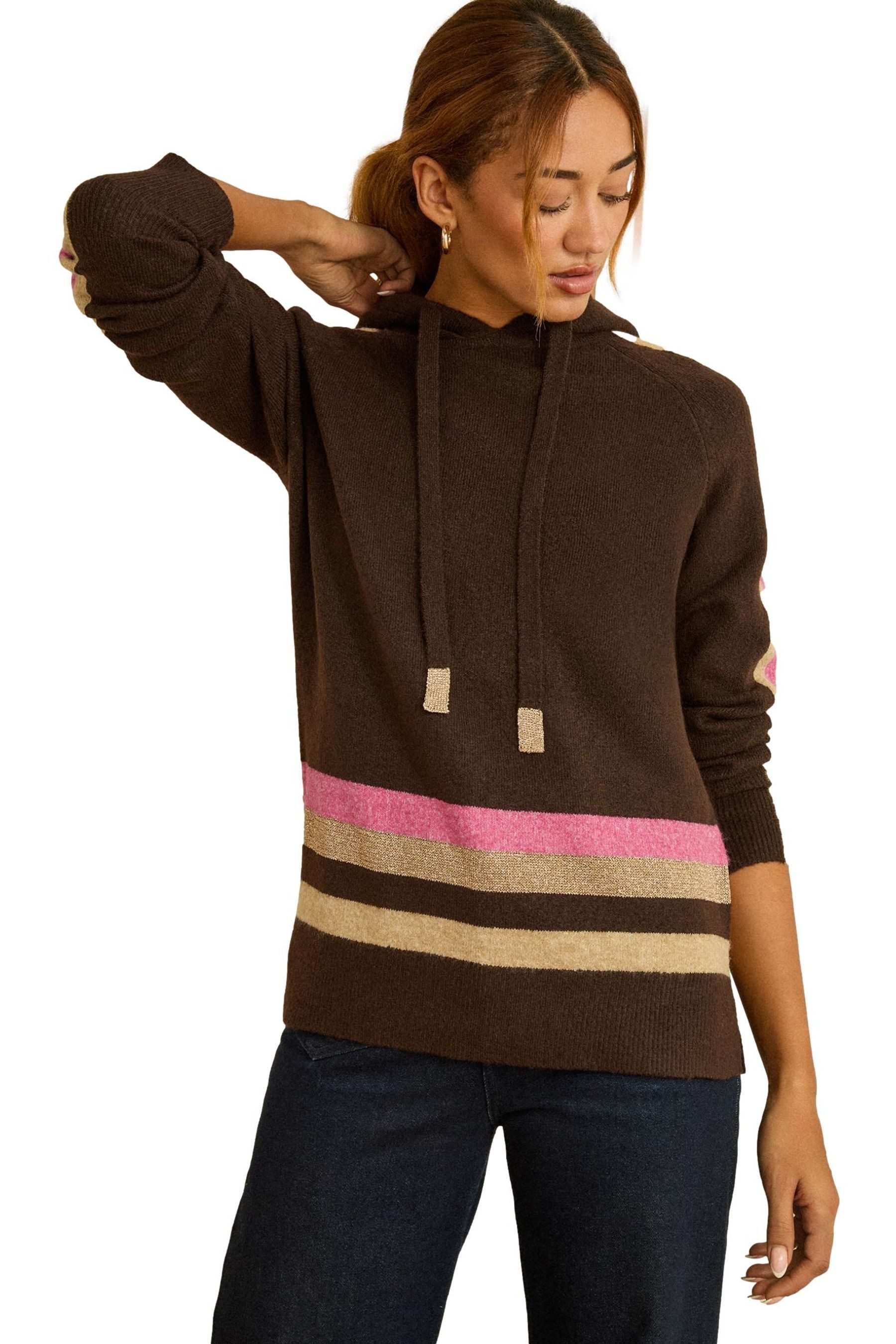 Chocolate Brown Multi Lurex Stripe