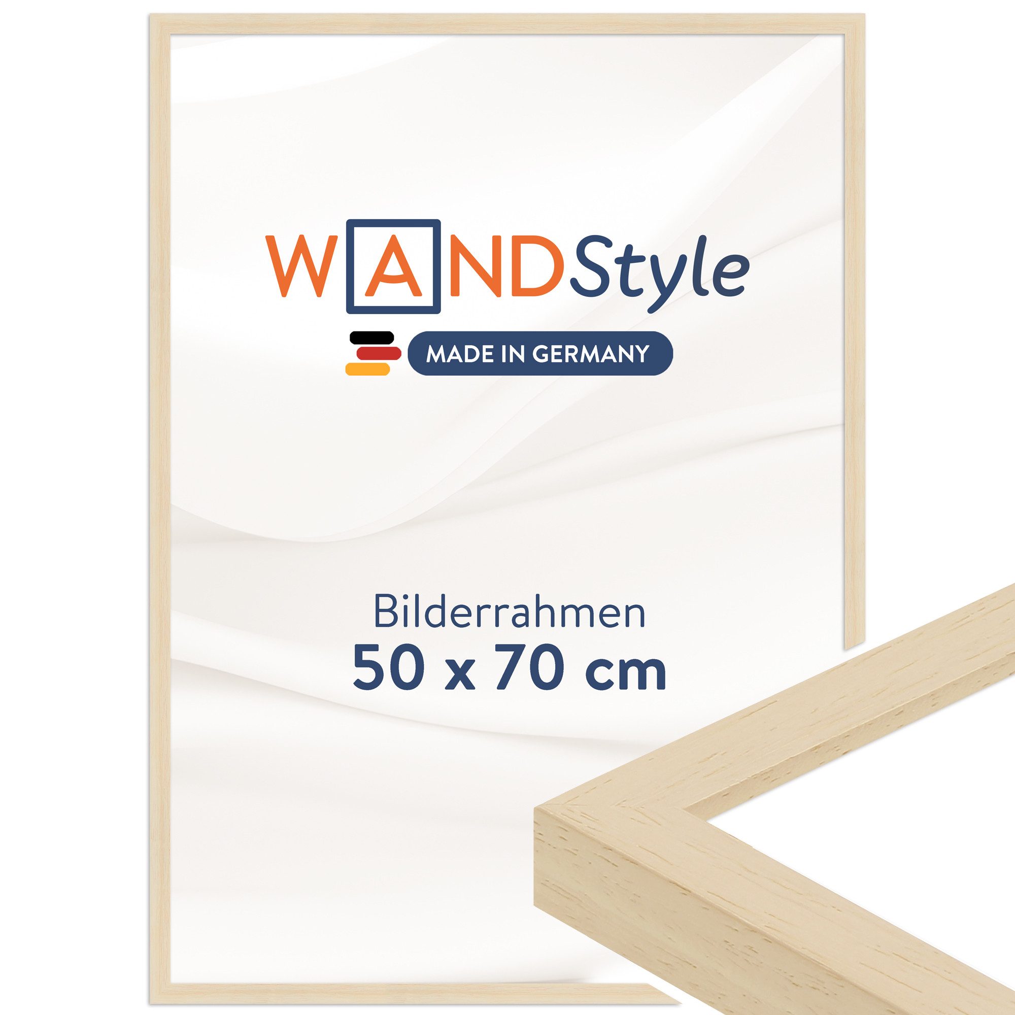 WANDStyle Bilderrahmen H950, Natur-Optik Bilderrahmen 50x70 Holz, Moderner Fotorahmen 50x70 cm