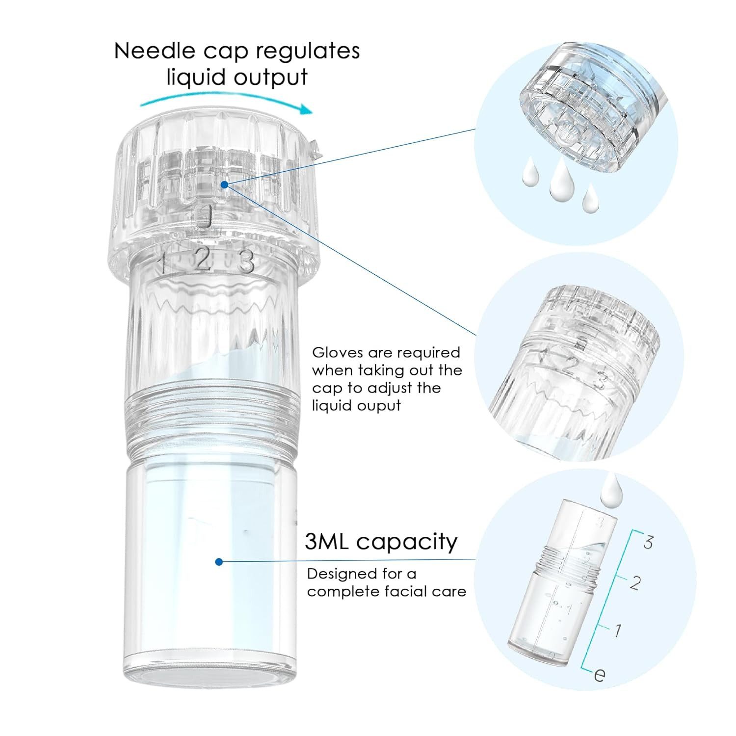 COOL-i ® Dermaroller Microneedling Pen mit Serum-Auftrag – Kabelloser, 5 Stufen, Serum gleichmäßig auf Gesicht und Körper auftragen.A3
