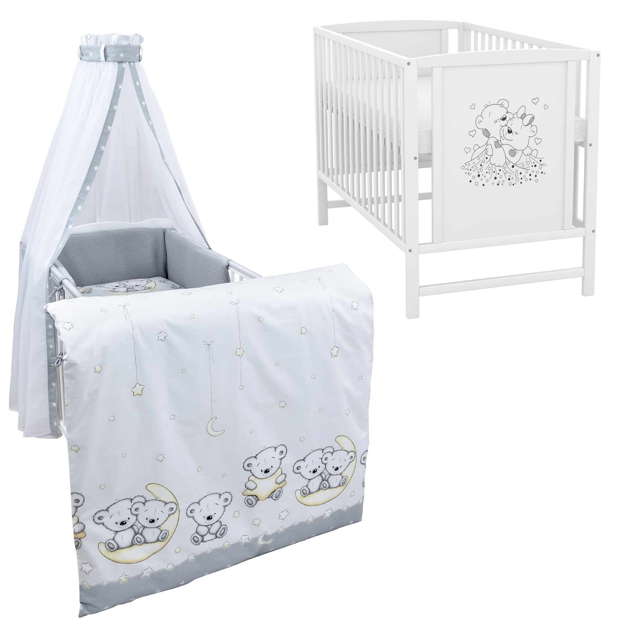 Komplettbett Babybett Mia Komplettset Waffelpique