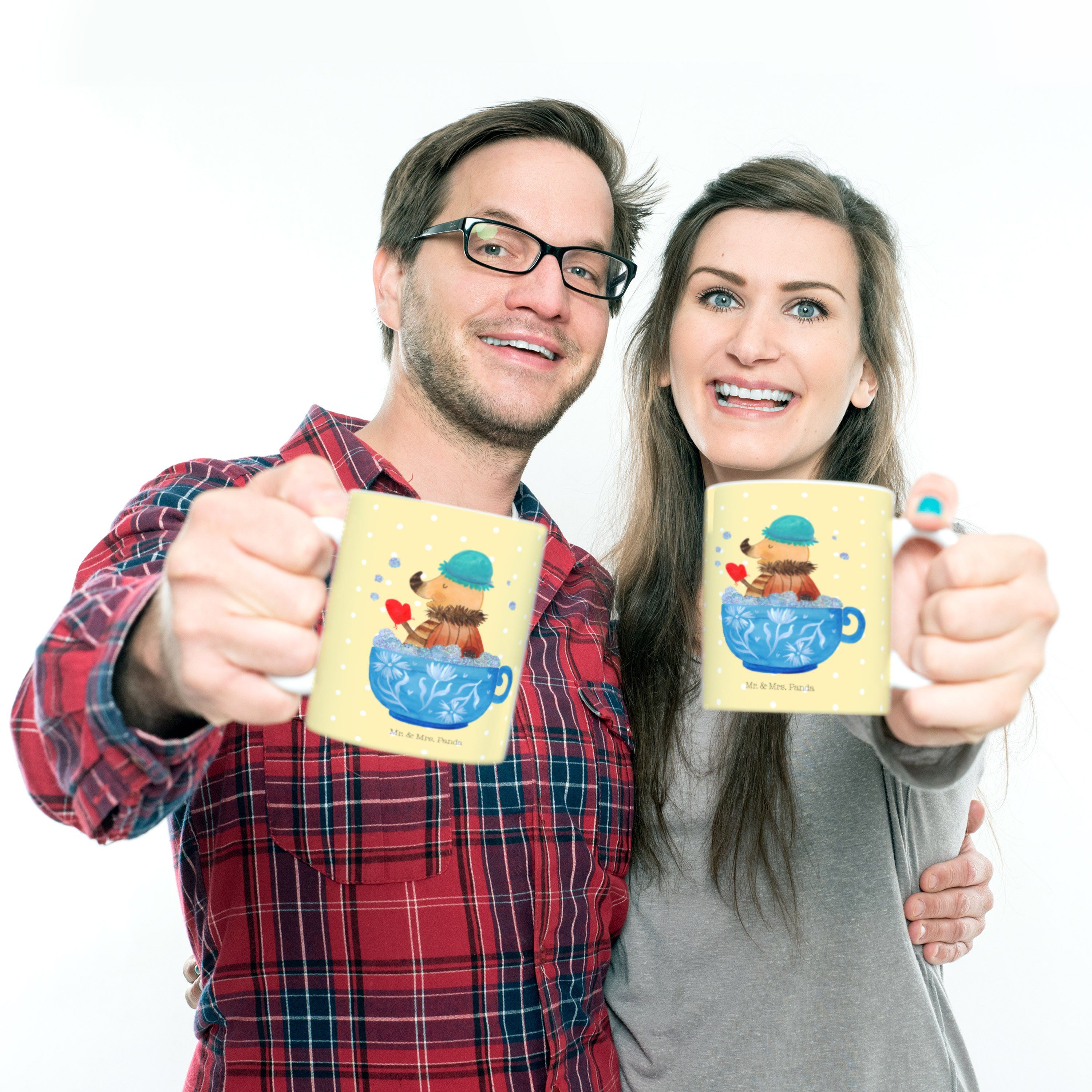 Mr. & Mrs. Pastell Sprüche, - Gelb Nachtfalter Kun, - Geschenk, lustige Kunststoff Schaumbad Panda Kinderbecher