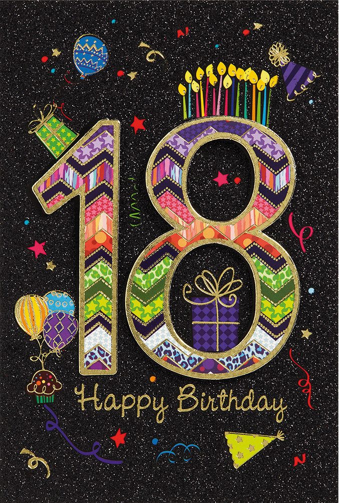 Grußkarten 18. Geburtstag - Collage - Glückwunschkarte im Format 11,5 x 17 cm