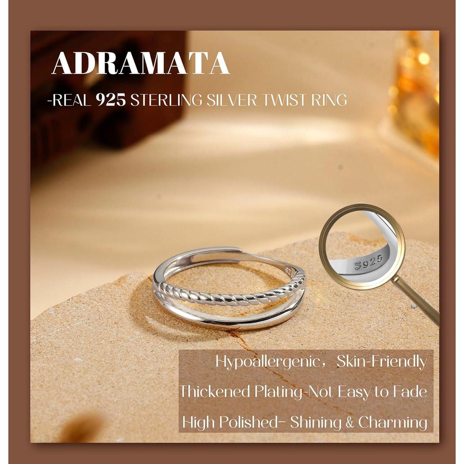 Adramata Silberring Adramata Ring Silber 925 Damen Verstellbar Stapelbar Da günstig online kaufen